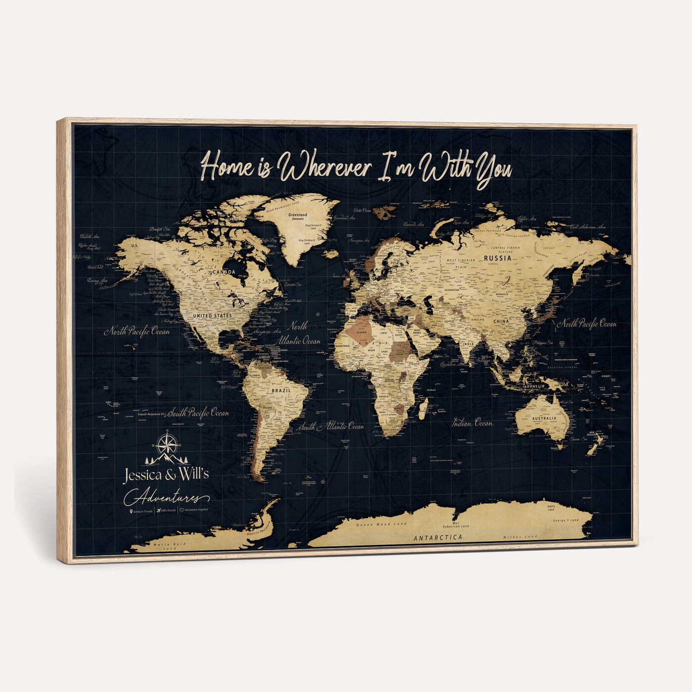 19542599-MGV-CV-36X24 - Custom Push Pin World Map Canvas | Personalized Travel Tracker | Wedding Anniversary Gift for Couples | Adventure Map Wall Art with Pins