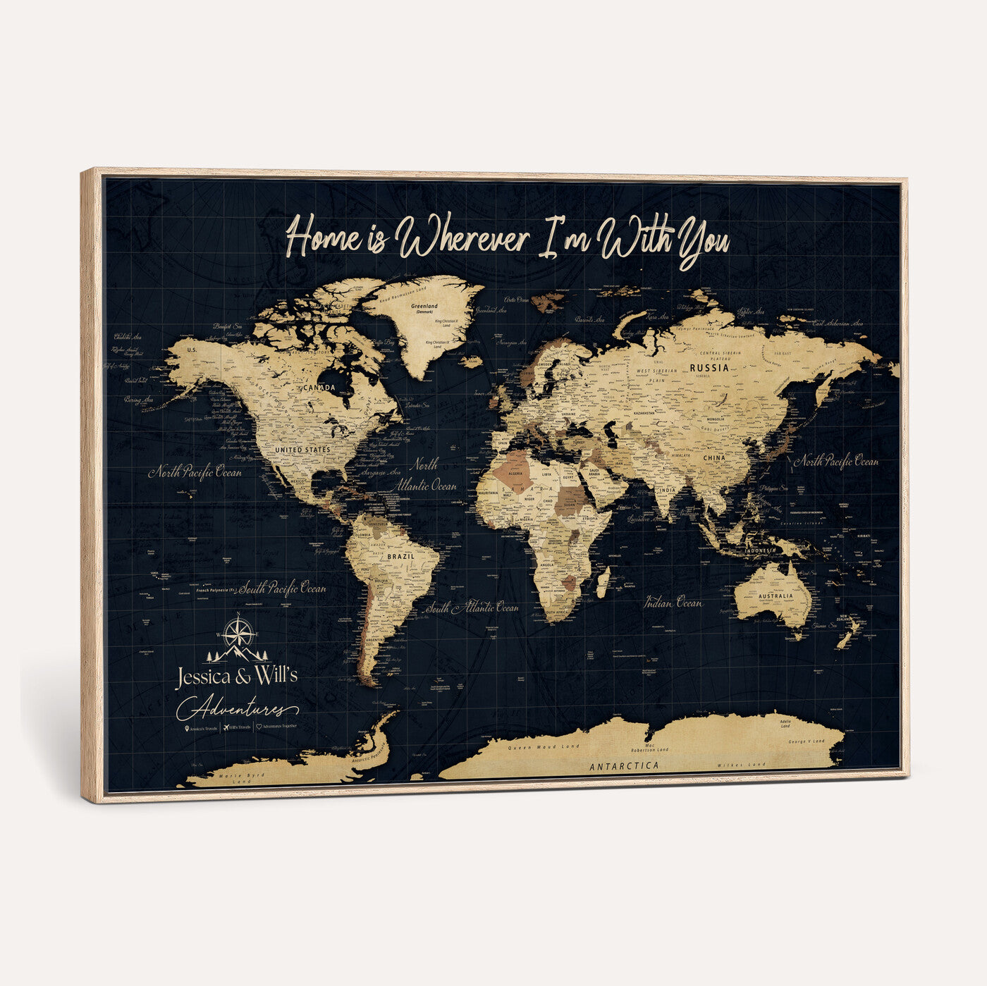 19542599-MGV-CV-36X24 - Custom Push Pin World Map Canvas | Personalized Travel Tracker | Wedding Anniversary Gift for Couples | Adventure Map Wall Art with Pins