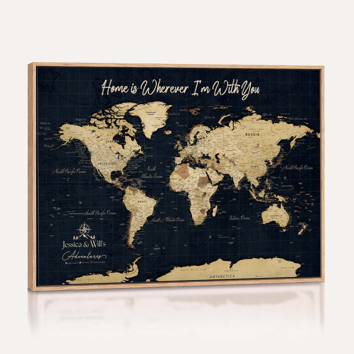 19542599-MGV-CV-36X24 - Custom Push Pin World Map Canvas | Personalized Travel Tracker | Wedding Anniversary Gift for Couples - Adventure Map Wall Art with Pins