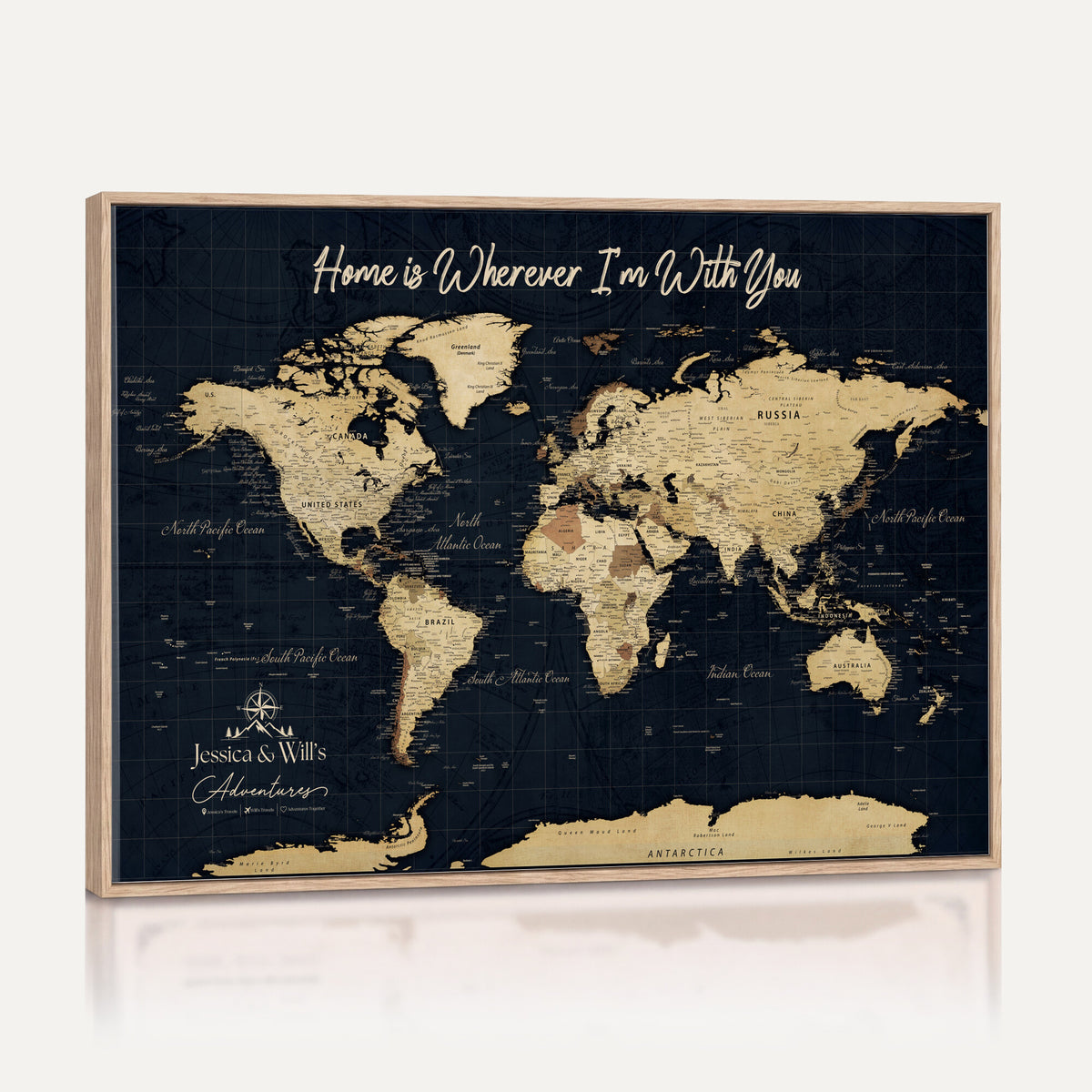 19542599-MGV-CV-36X24 - Custom Push Pin World Map Canvas | Personalized Travel Tracker | Wedding Anniversary Gift for Couples - Adventure Map Wall Art with Pins