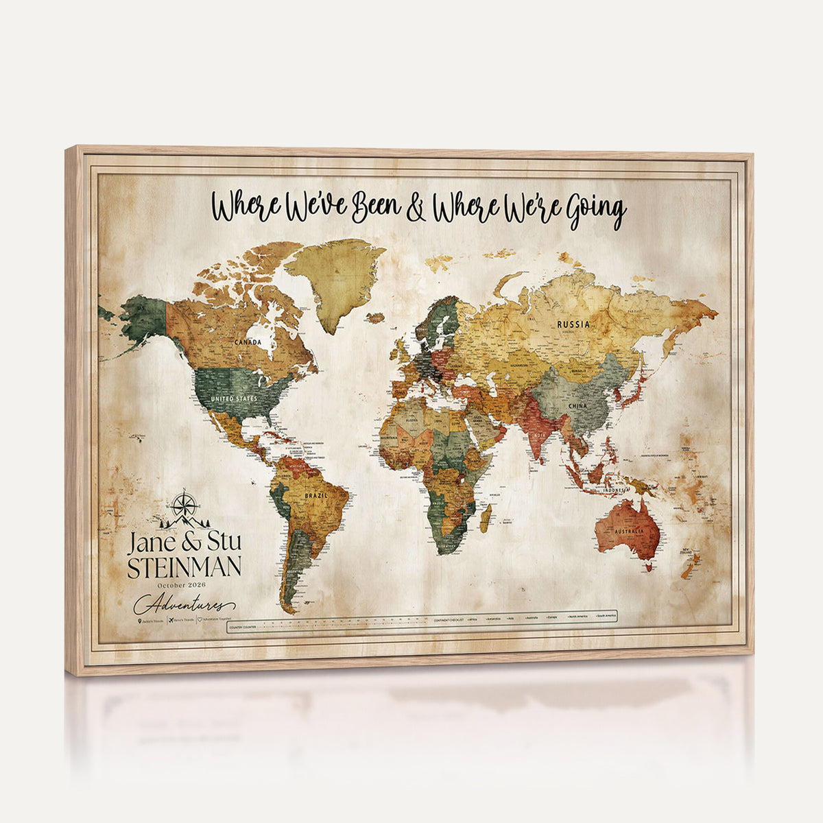 19542567-MGV-CV-36X24 - Custom Push Pin World Map Canvas | Personalized Travel Tracker - NEWMAP-167
