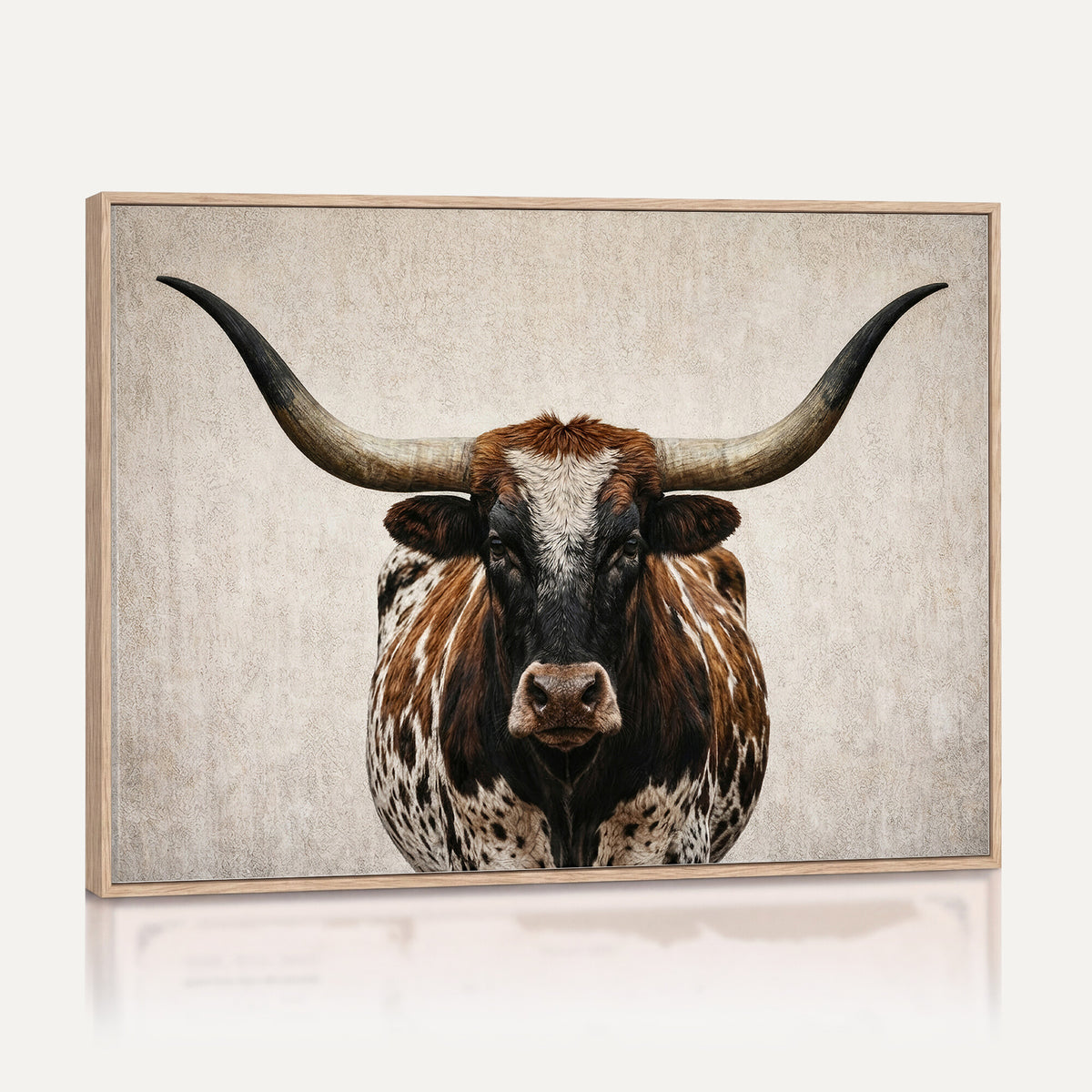 58622065-MGV-CV-36X24 - Texas Longhorn Canvas Wall Art Western Bull Desert Moody Grey Overcast Rustic Farmhouse Framed Large for Living Room Bedroom Office Decor