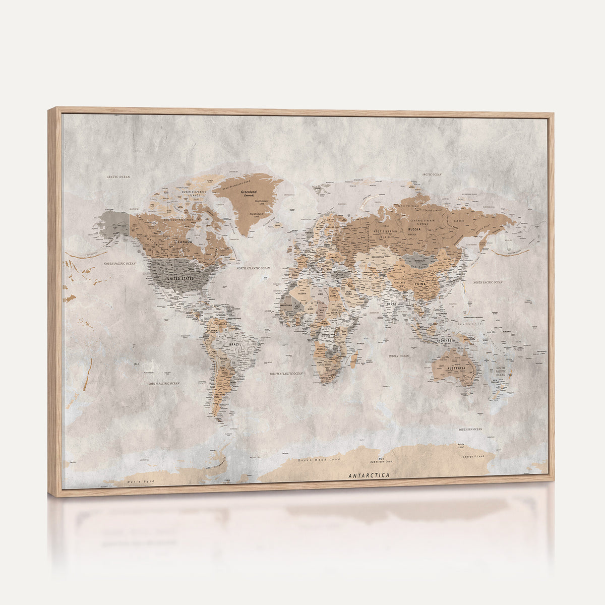 18074626DD-MGV-CV-36X24 - Extra Large Framed Personalize Push Pin World Map Wall Art Canvas Print for Travel Tracking NEWMAP - 009