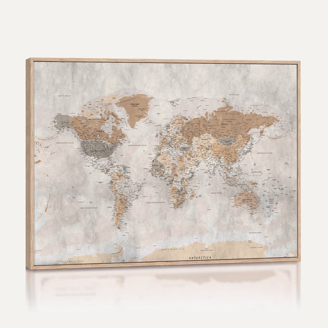 Oversize Vintage World Map Canvas with Push Pins, Custom Travel Wall Art