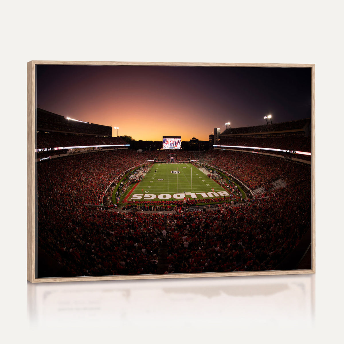 97720998-_Poster-30x20 - Georgia Bulldogs Stadium Sunset Canvas Print 3 Piece Framed Wall Art Extra Large Floating Frame Sports Poster Made in USA