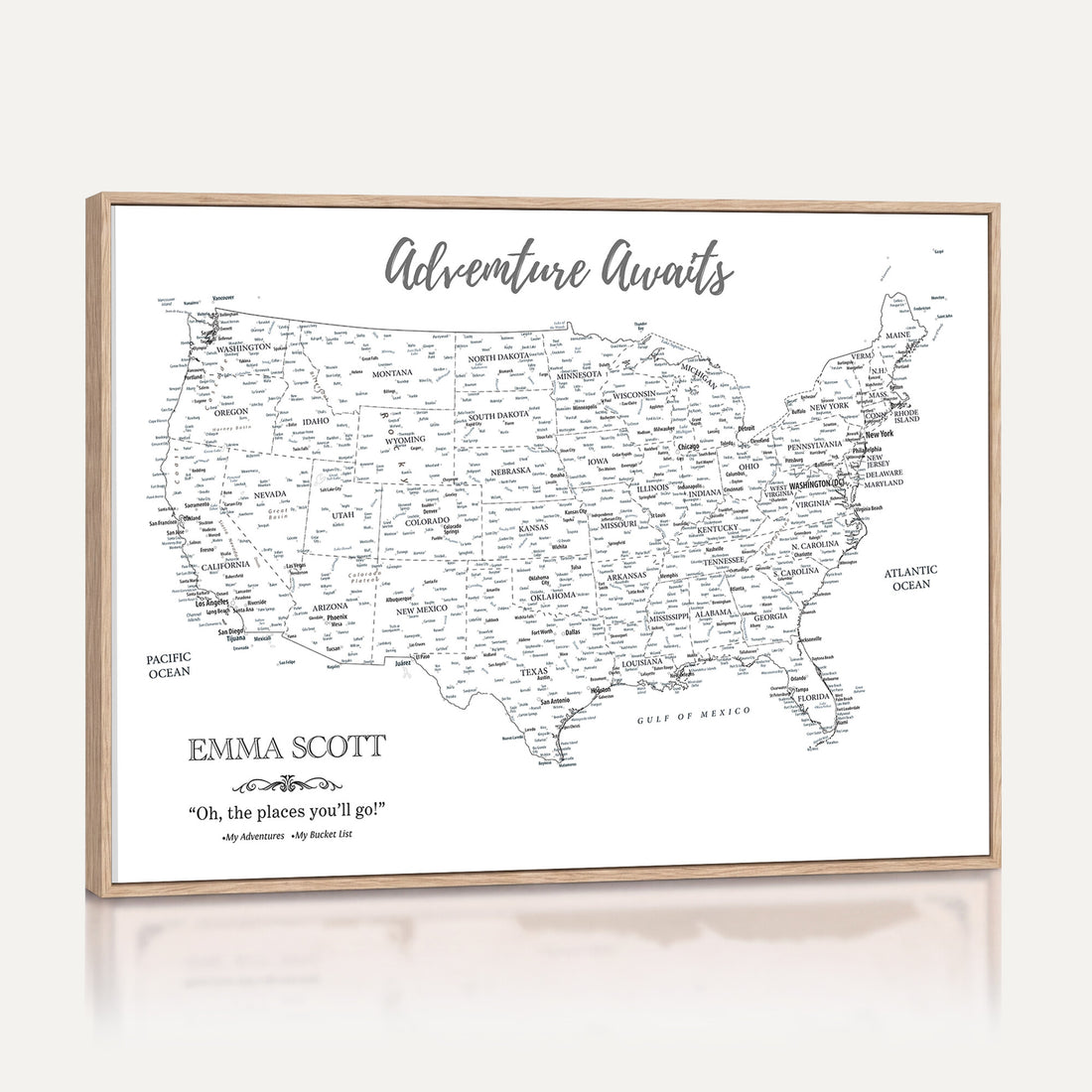 Custom USA Push Pin Travel Map Canvas Wall Art - Personalized Couples Gift Flat Digital Print
