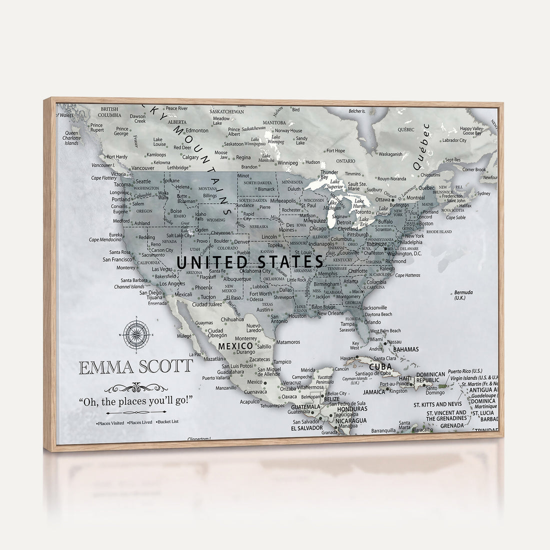 Custom USA Push Pin Travel Map Canvas Wall Art - Personalized Couples Gift Flat Digital Print