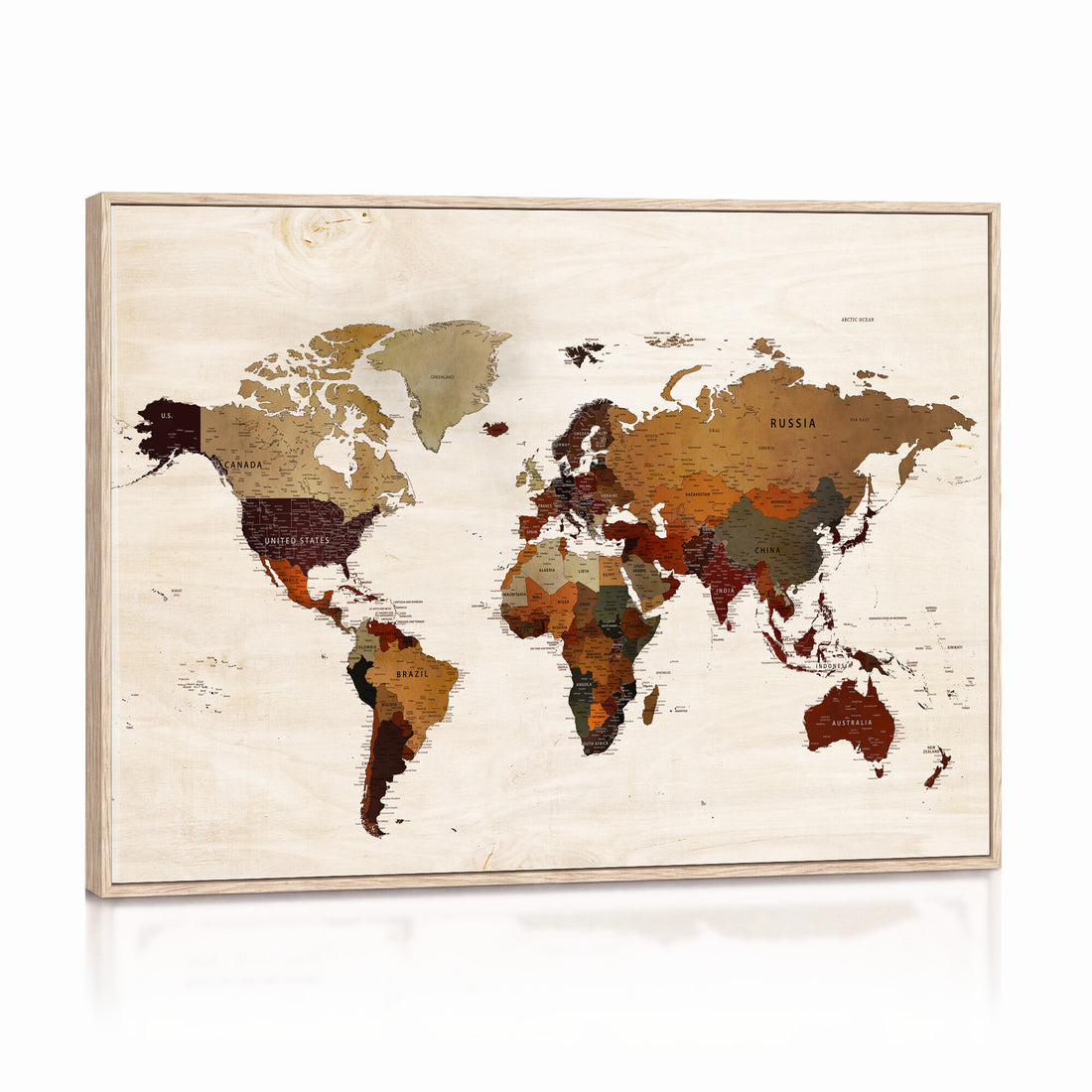 Custom Push Pin World Map Wall Art Canvas Print – Personalized Travel Tracker with Pins Framed Large for Home and Office Decor