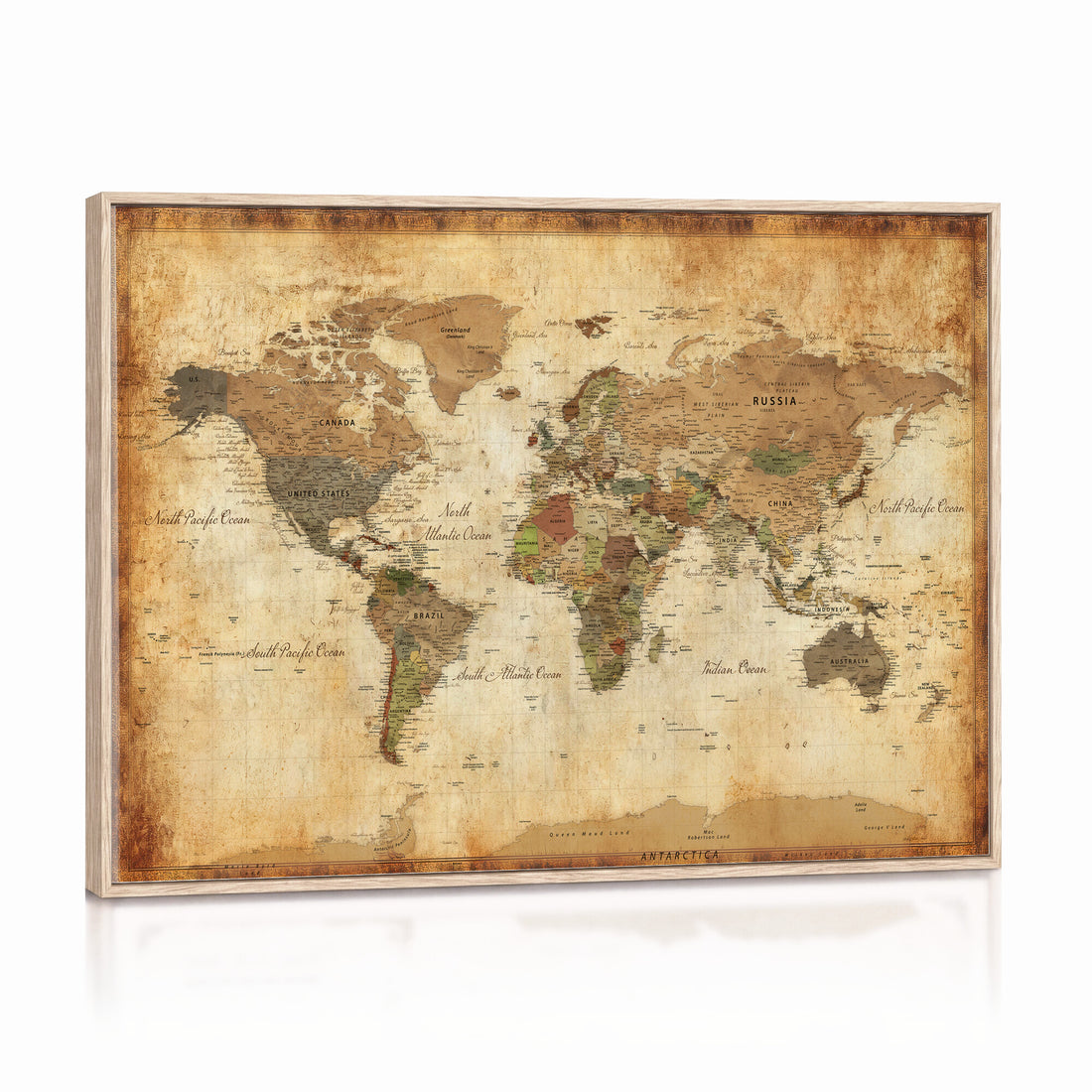 Custom Push Pin World Map Wall Art Canvas Print – Personalized Travel Tracker with Pins Framed Large for Home and Office Decor