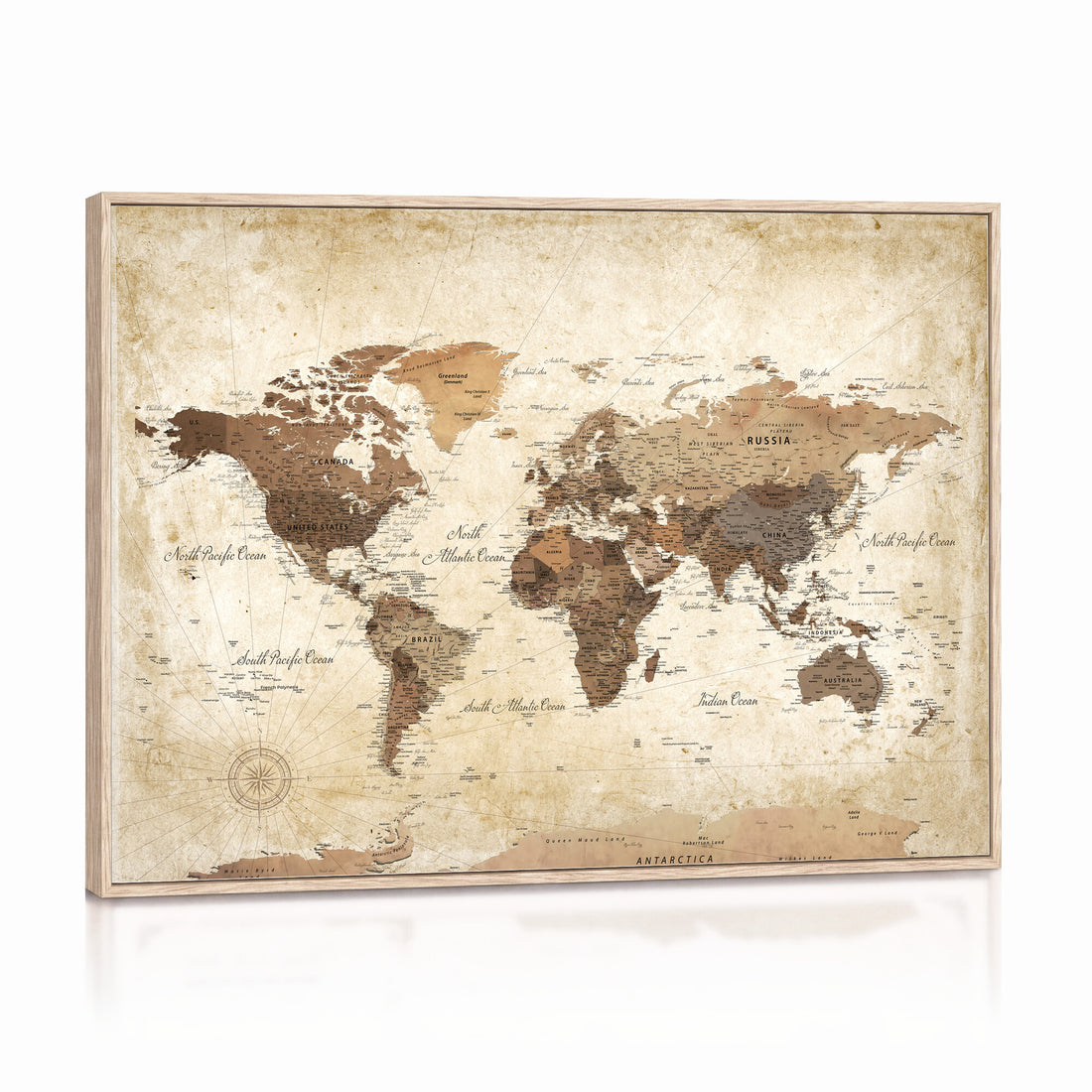Custom Push Pin World Map Wall Art Canvas Print – Personalized Travel Tracker with Pins Framed Large for Home and Office Decor