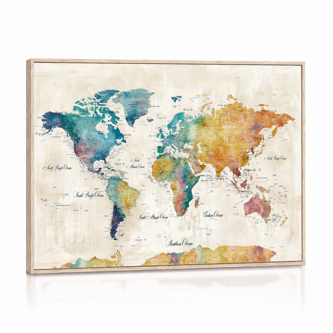 Custom Push Pin World Map Wall Art Canvas Print – Personalized Travel Tracker with Pins Framed Large for Home and Office Decor