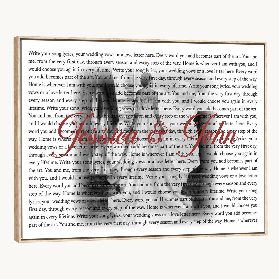 Song Lyrics over Photo Canvas Print, Personalized Wedding Song Art
