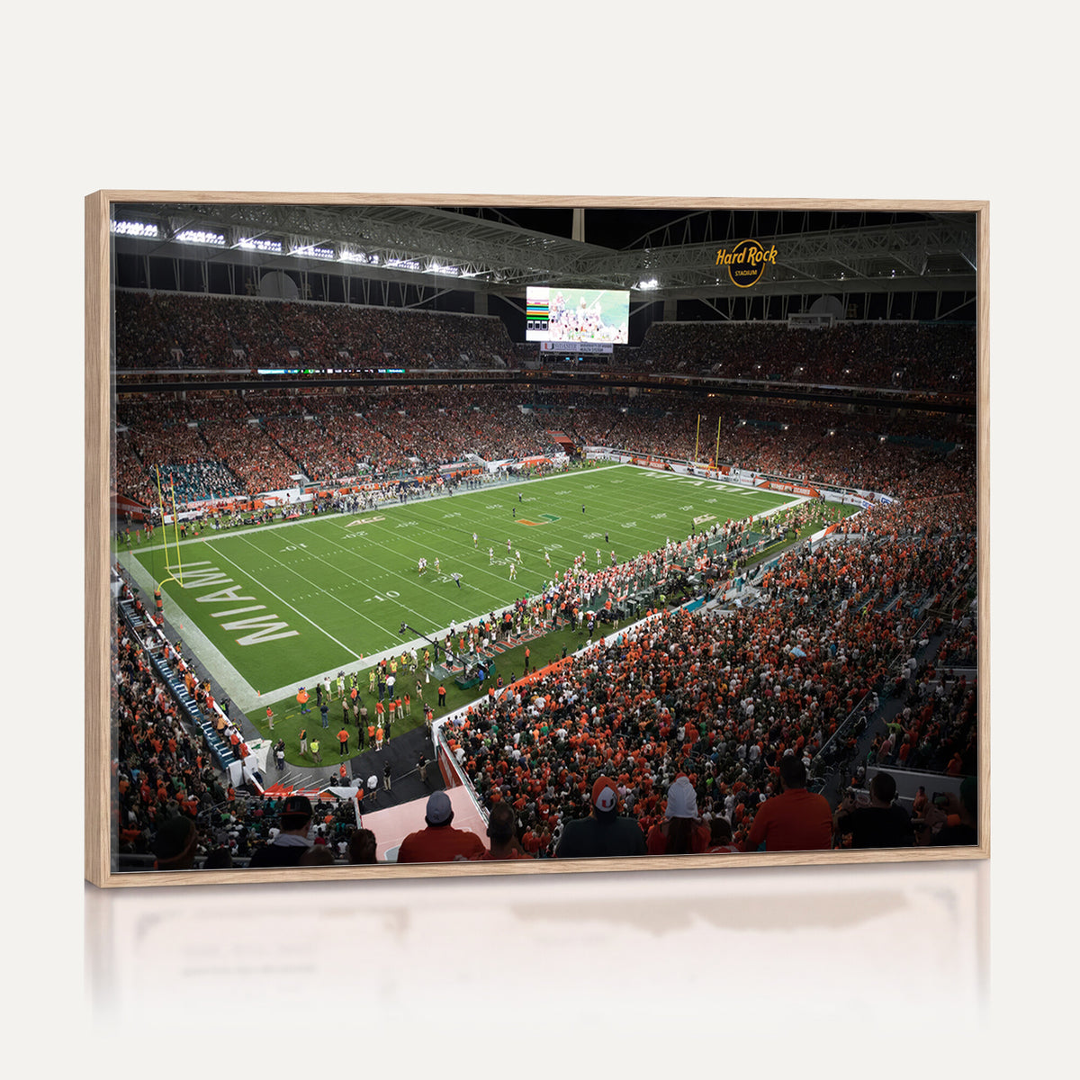 33698-PAN-FL-20X10 - Miami Hurricanes Football Team Print Canvas- Miami Hard Rock Stadium Wall Art Canvas Print