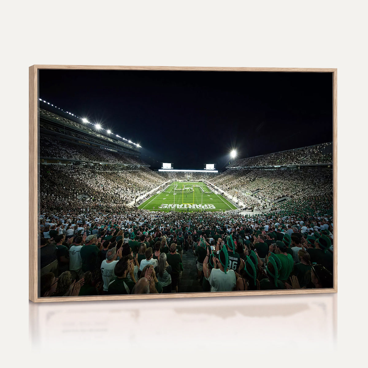 57523-PAN-FL-20X10 - Framed Michigan State Spartans Football Team Print - East Lansing Spartan Stadium Wall Art Canvas