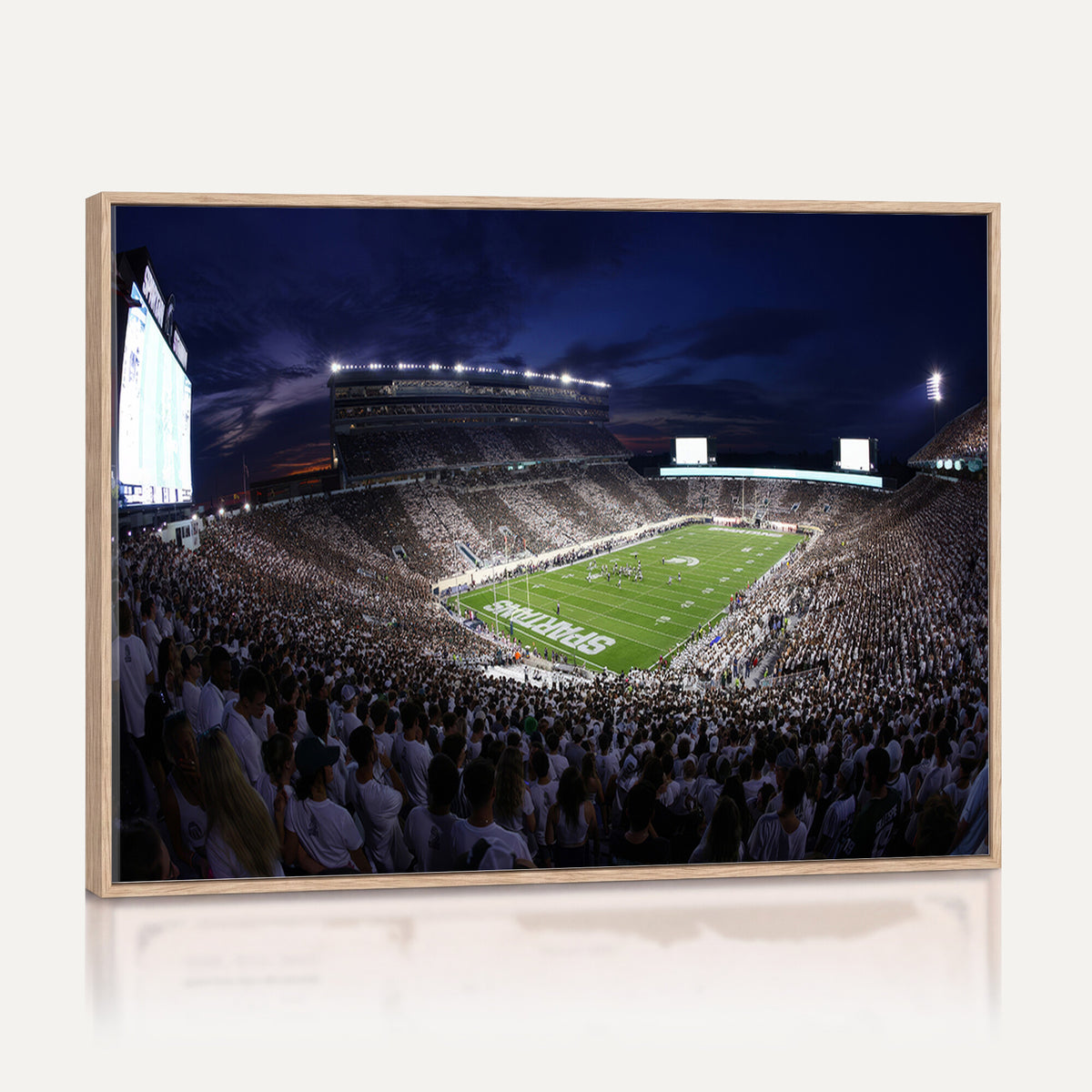 75193-PAN-FL-20X10 - Michigan State Spartans Canvas, Framed Football Team Print - East Lansing Spartan Stadium Wall Art