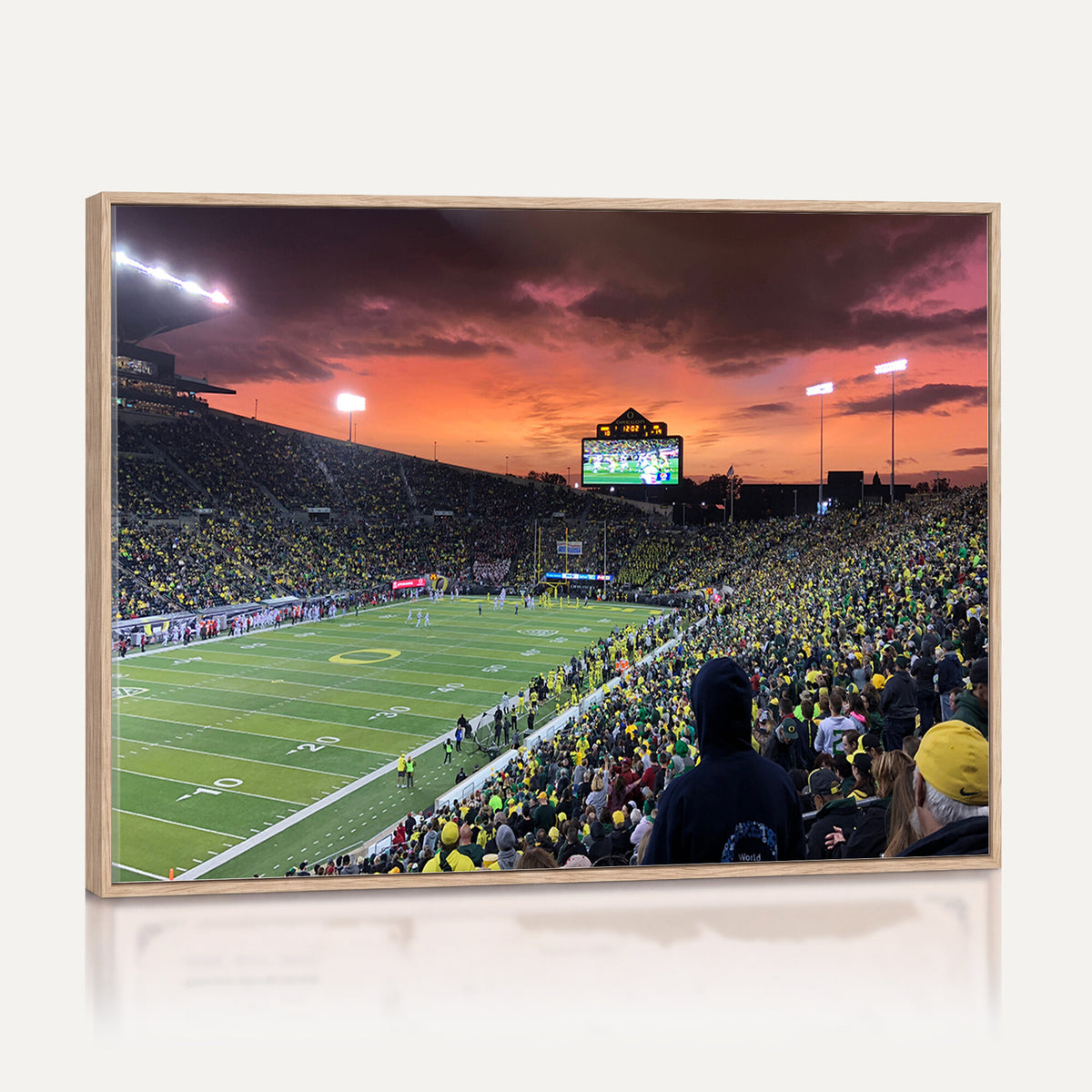 75065-PAN-FL-20X10 - Eugene Autzen Stadium Canvas Wall Art Print – Sunset Over Iconic Football Field Wall Decor for Home