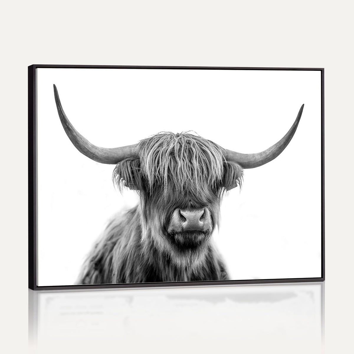 75503-_Poster-30x20 - Scottish Highland Cow Cattle Art Print Wall Art Canvas Print for Farmhouse Decor, Framed Scottish