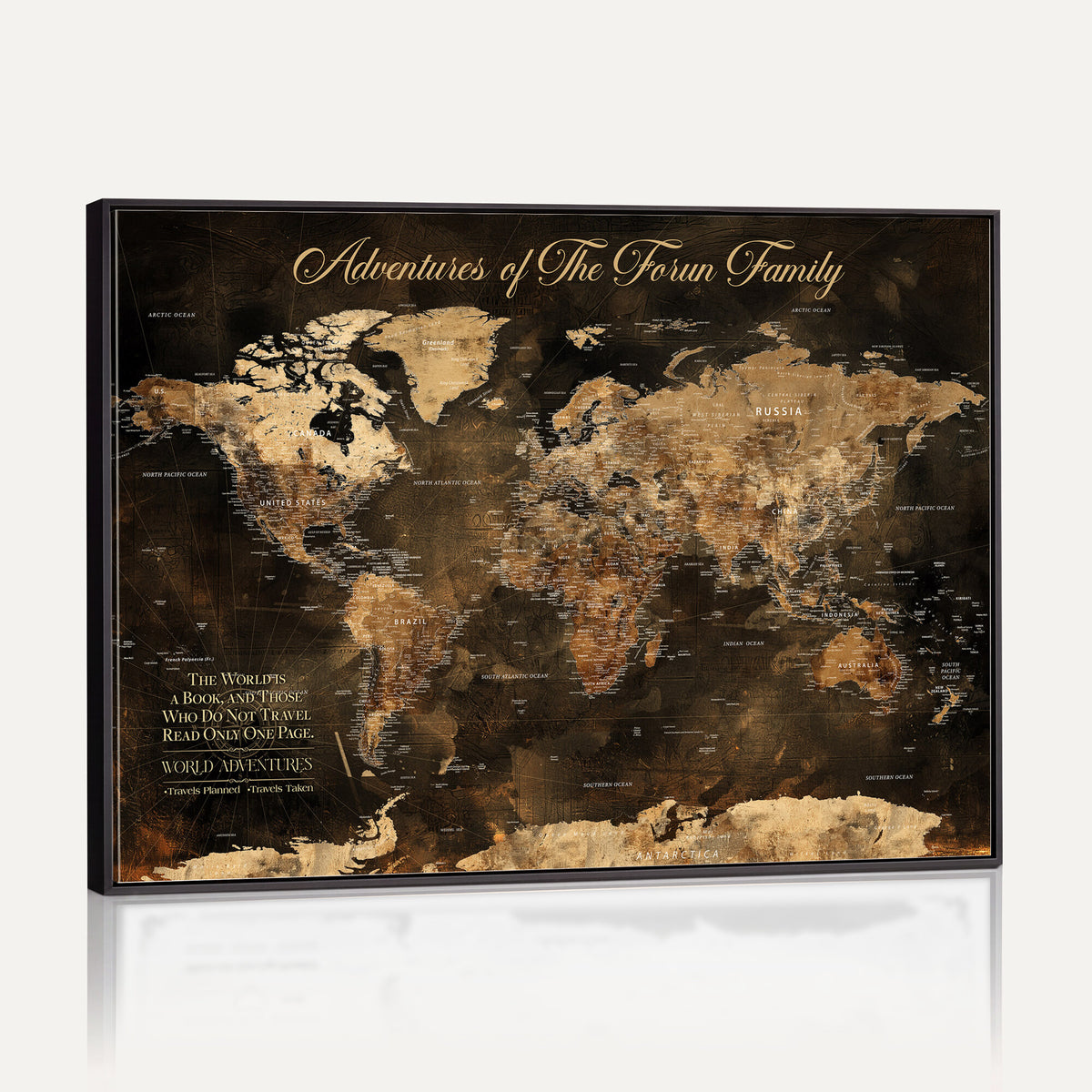 20594960-MGV-CV-36X24 - Custom Push Pin World Map Wall Art Canvas Print – Personalized Travel Tracker with Pins Framed Large for Home and Office Decor