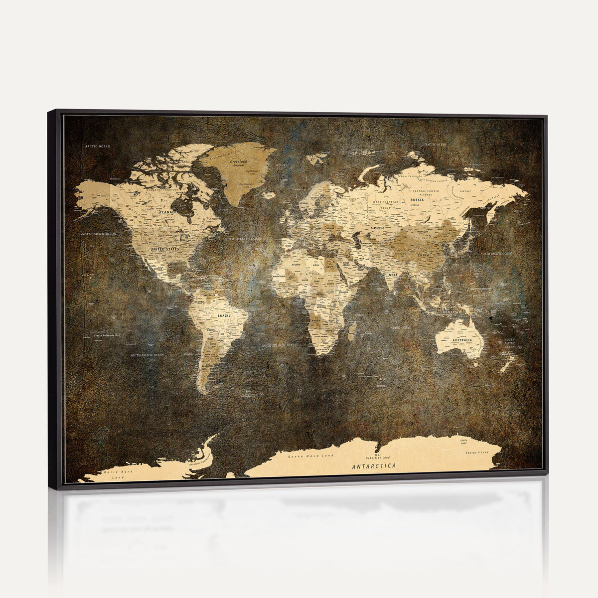 89742472-MGV-CV-36X24 - Large Framed Vintage World Map Wall Art Print for Home Wall