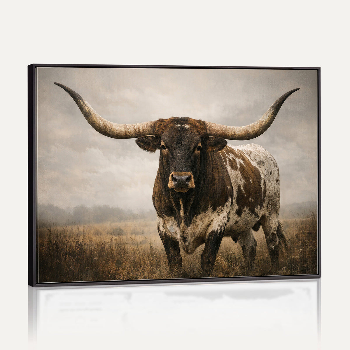 17622011L-_Poster-30x20 - Longhorn Bull Wall Art Canvas Print, Western Farmhouse Decor