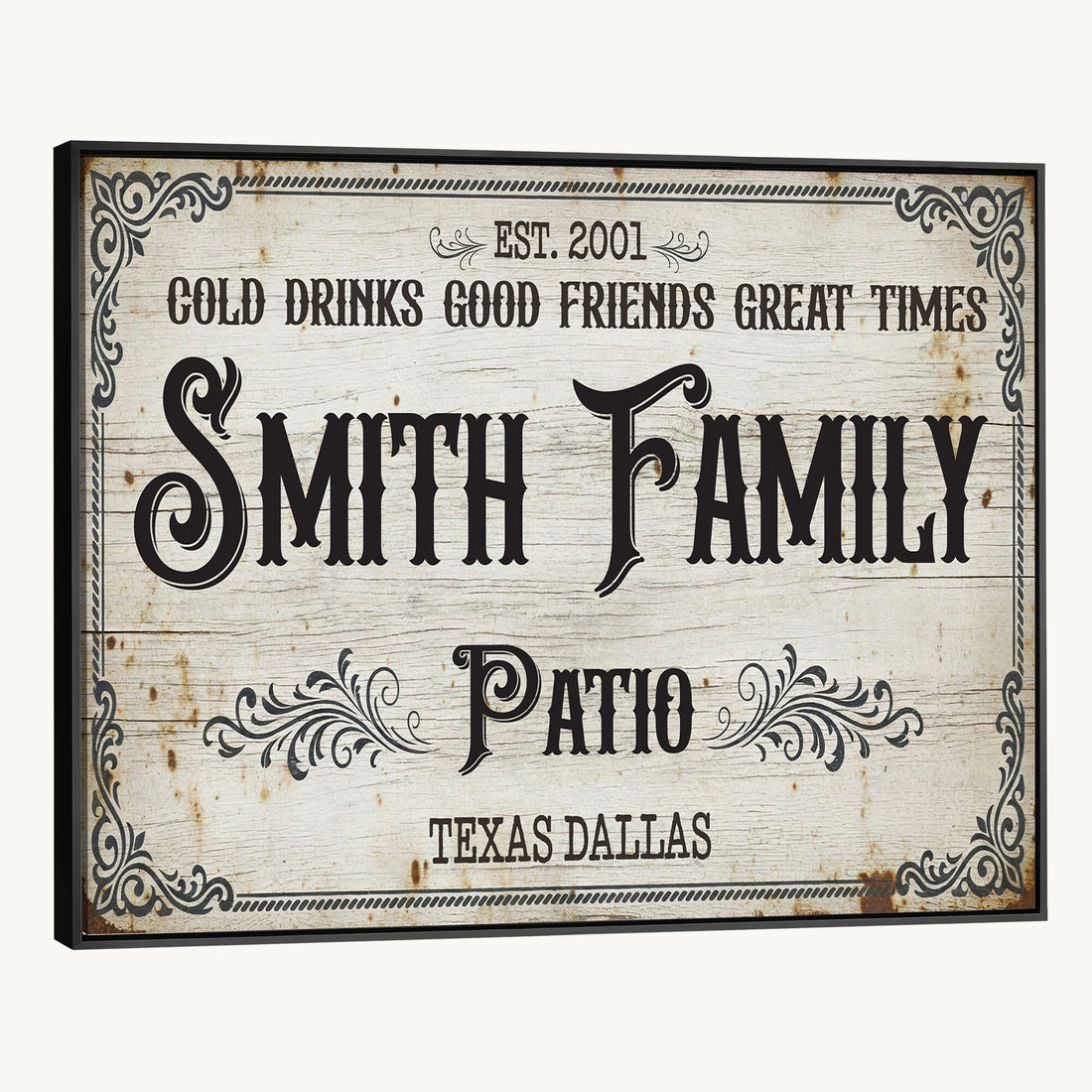 Custom Family Patio Sign Canvas, Personalized Rustic Backyard Decor