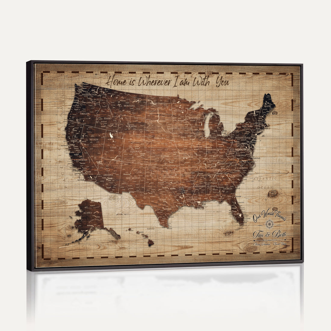 Personalized USA Push Pin Travel Map Canvas for Adventure Wall Decor