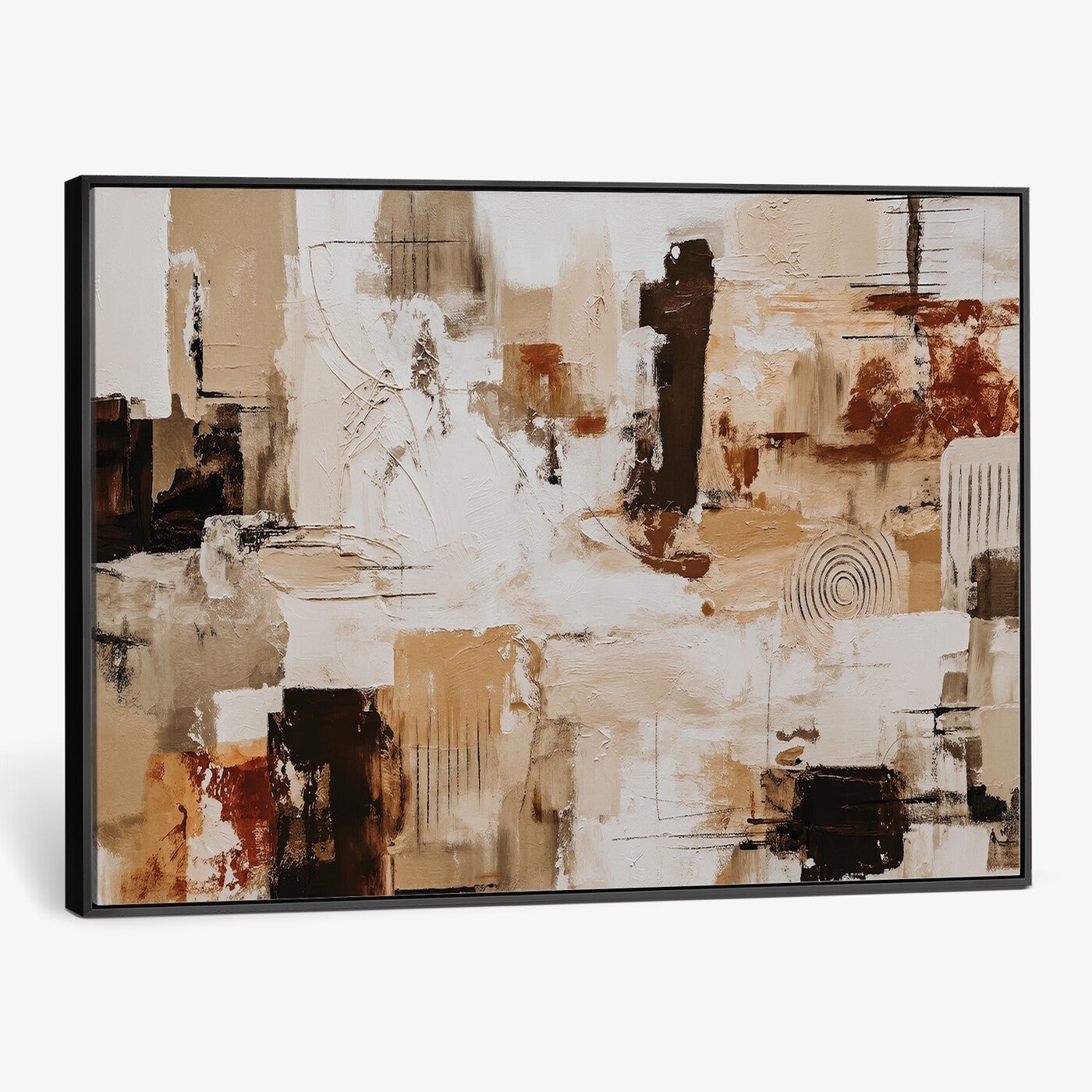 26560159-MGV-CV-36X24 - Blue Teal Abstract Canvas Wall Art, Modern Textured Painting Print, Navy Orange White Contemporary Art, Neutral Living Room Decor, Office Art