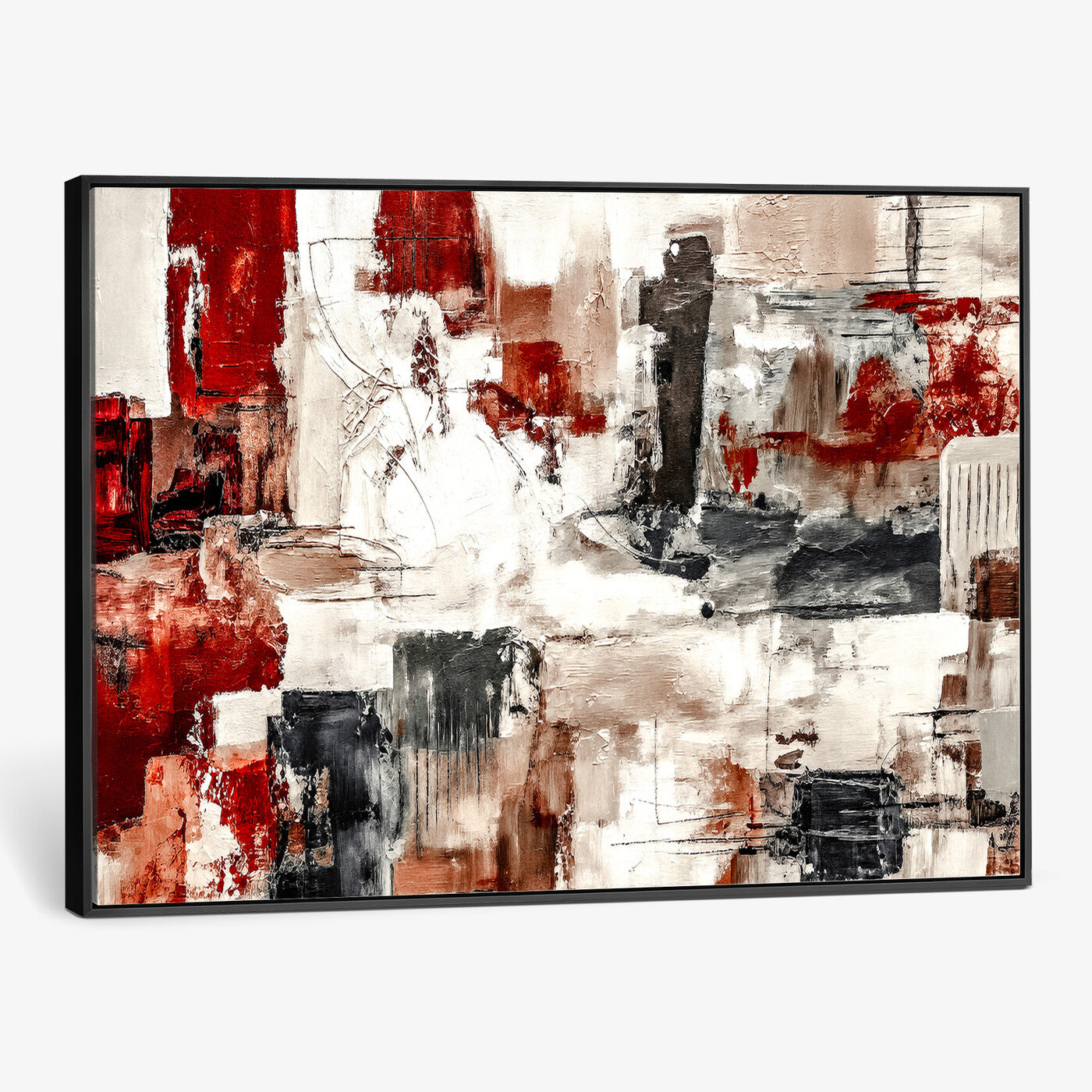 53022468-MGV-CV-36X24 - Blue Teal Abstract Canvas Wall Art, Modern Textured Painting Print, Navy Orange White Contemporary Art, Neutral Living Room Decor, Office Art