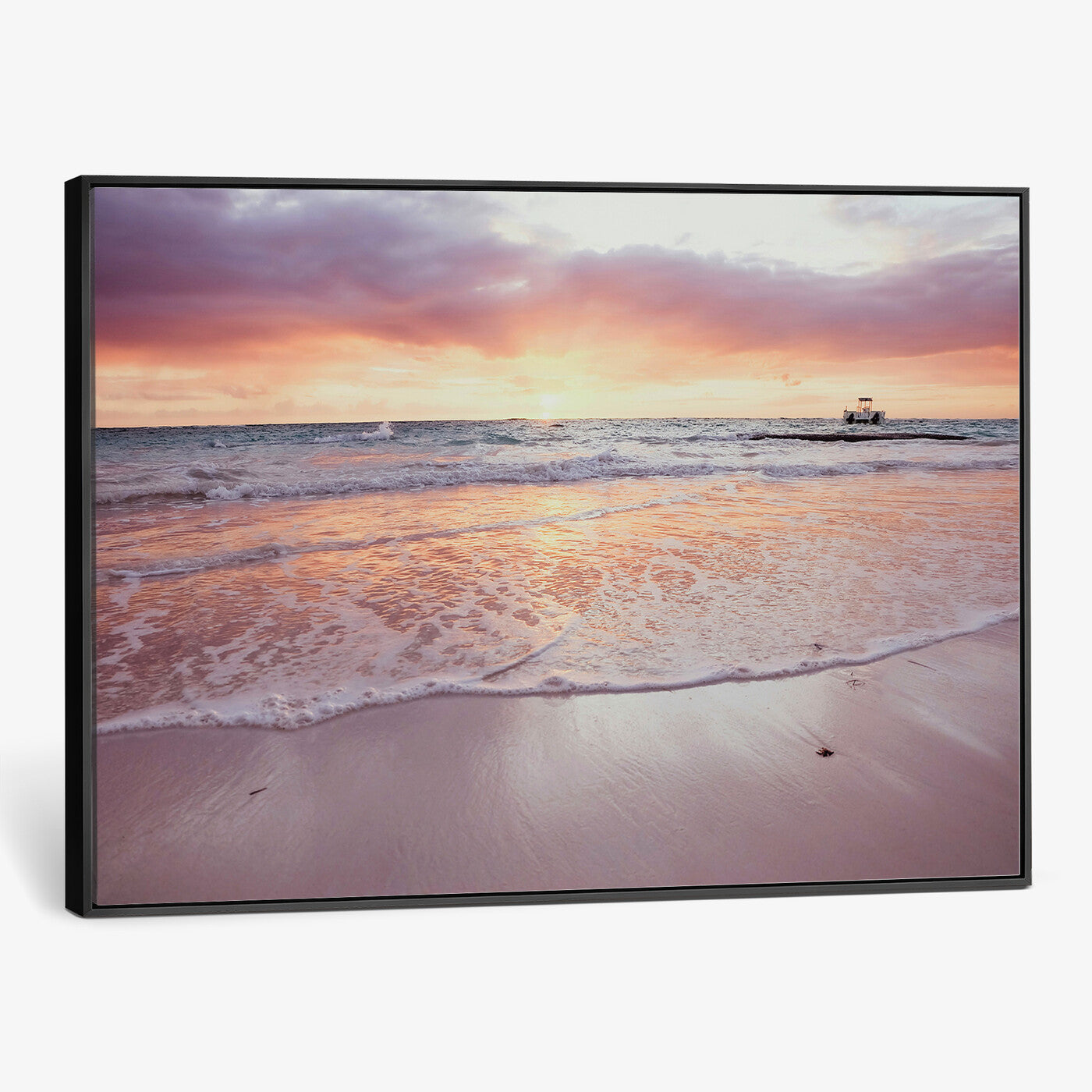 44765395-MGV-CV-36X24 - Beach Sunset Canvas Wall Art Print - Ocean Waves Landscape, Coastal Photography, Seascape Wall Decor, Ready to Hang
