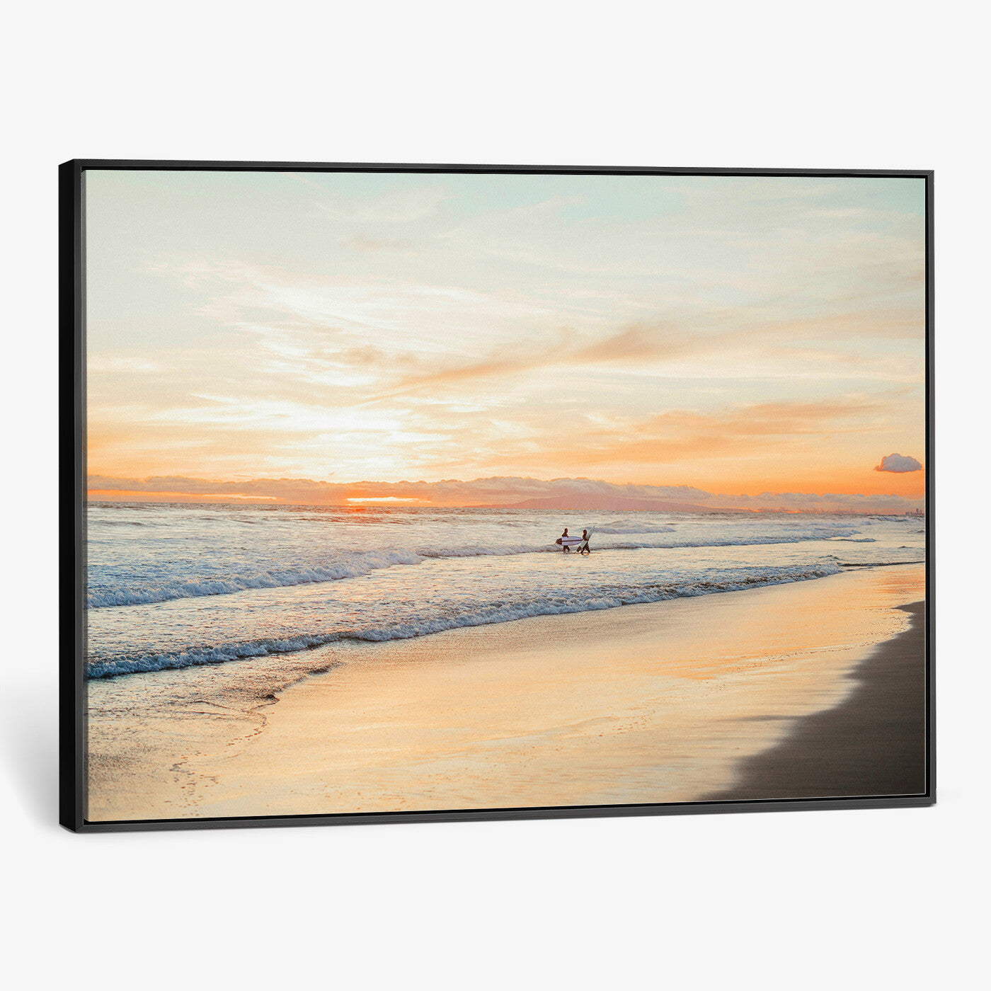 38131619-MGV-CV-36X24 - Beach Sunset Canvas Wall Art Print | Ocean Waves Landscape, Coastal Photography, Seascape Wall Decor, Ready to Hang