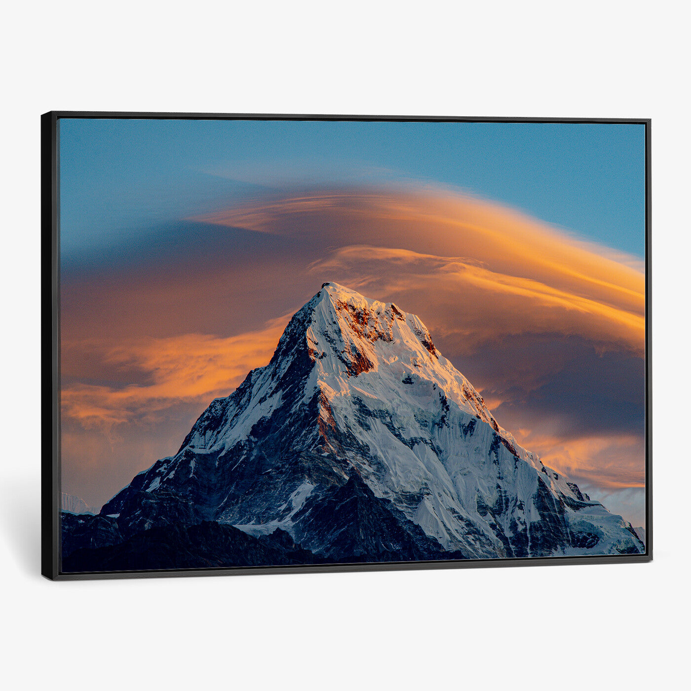 73810927-MGV-CV-36X24 - Snow Mountain Canvas Wall Art Print | Alpine Peak Landscape, Winter Nature Photography, Large Mountain Decor