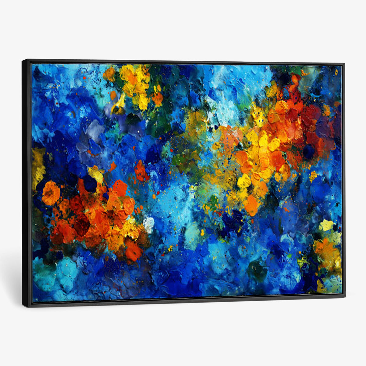 52431611-MGV-CV-36X24 - Vibrant Blue Abstract Canvas Wall Art Colorful Impasto Oil Painting Print
