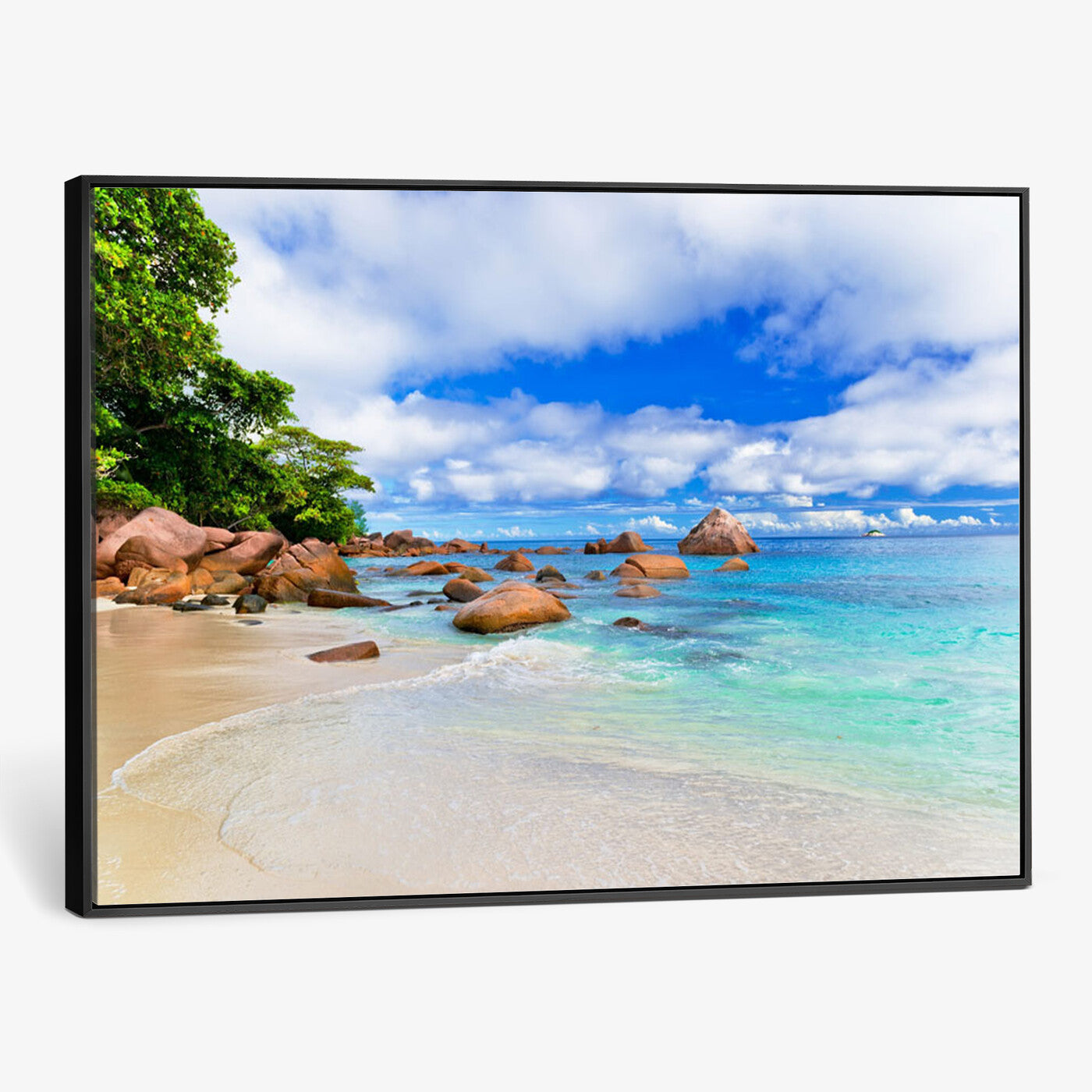 81980382-MGV-CV-36X24 - Seychelles Beach Canvas Wall Art - Anse Intendance Turquoise Ocean Print