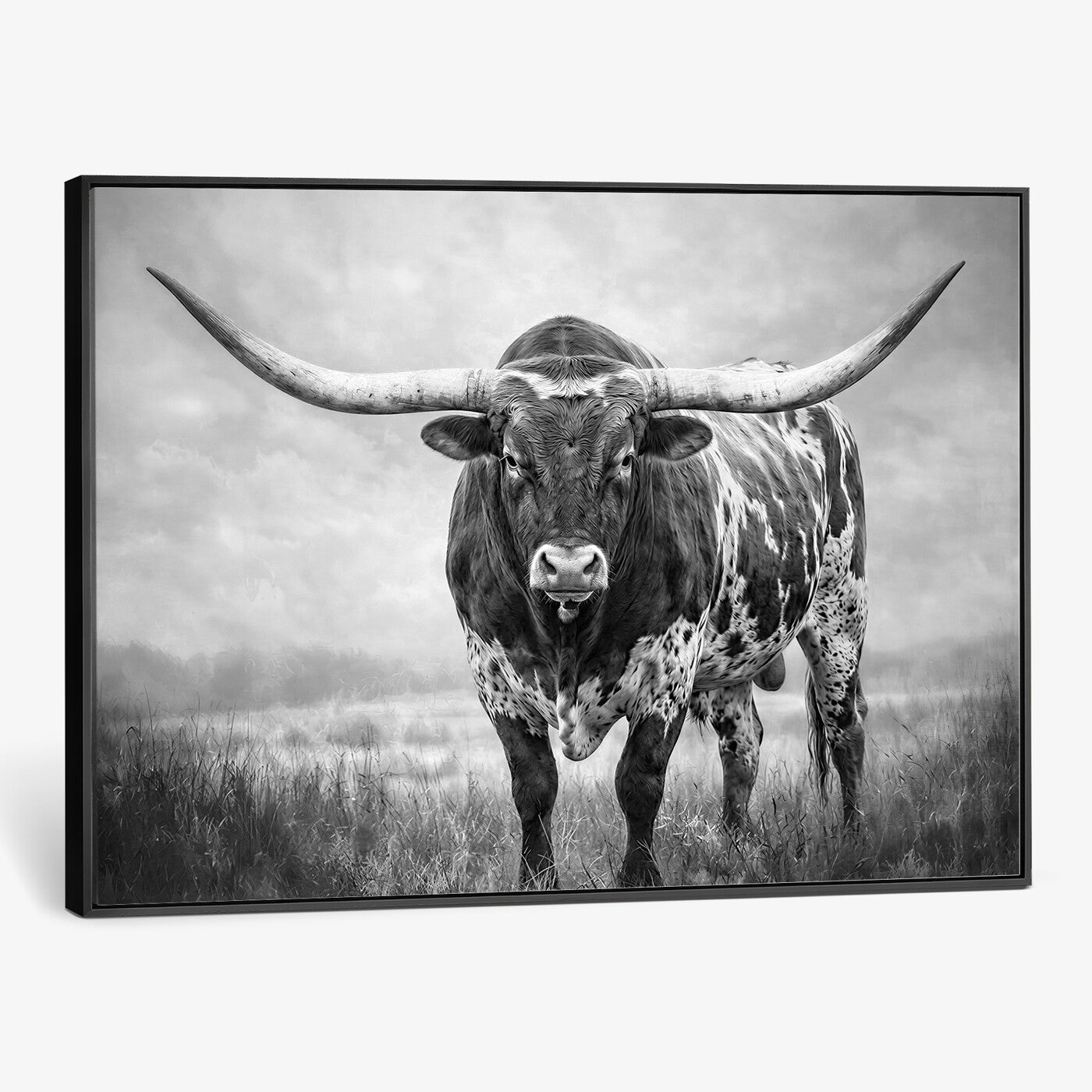 11121585-MGV-CV-36X24 - Texas Bull Wall Art Canvas Print for Farmhouse Restaurant Wall Decor