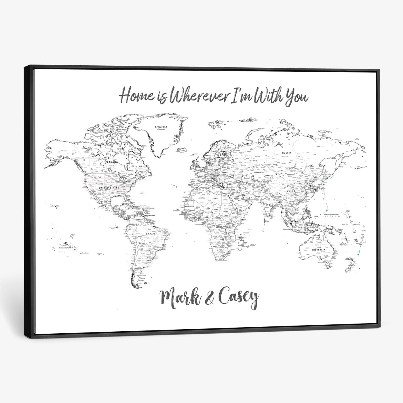 84721465-MGV-CV-36X24 - Custom Push Pin World Map Canvas Print – Personalized Travel Map Wall Art