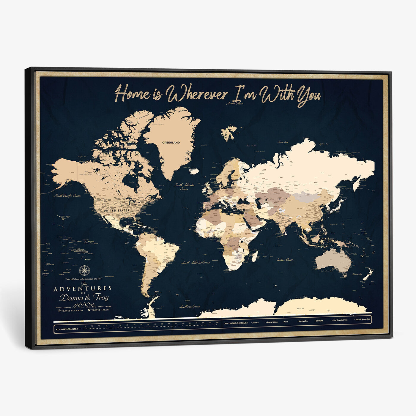29990805-MGV-CV-36X24 - Custom Push Pin World Map Canvas Print β Personalized Travel Map Wall Art