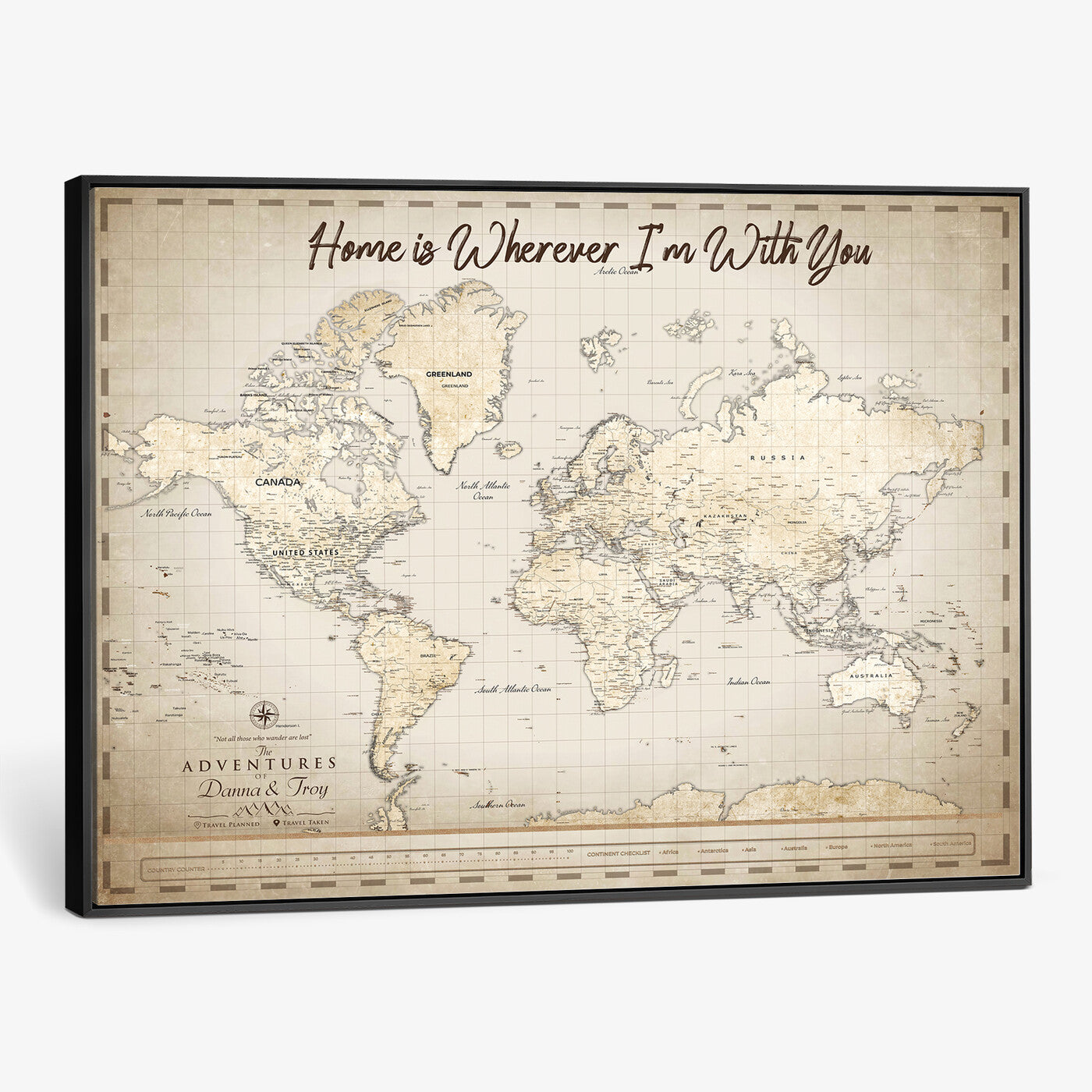 40086720-MGV-CV-36X24 - Custom Push Pin World Map Canvas Print – Personalized Travel Map Wall Art