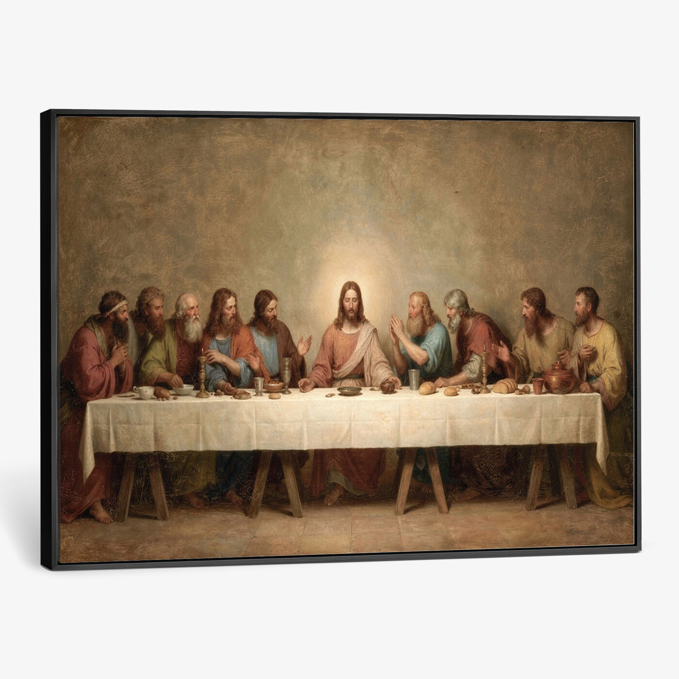 50761248-MGV-CV-36X24 - The Last Supper of Jesus Christ Wall Art Canvas Print - Classical Christian Faith Home Decor
