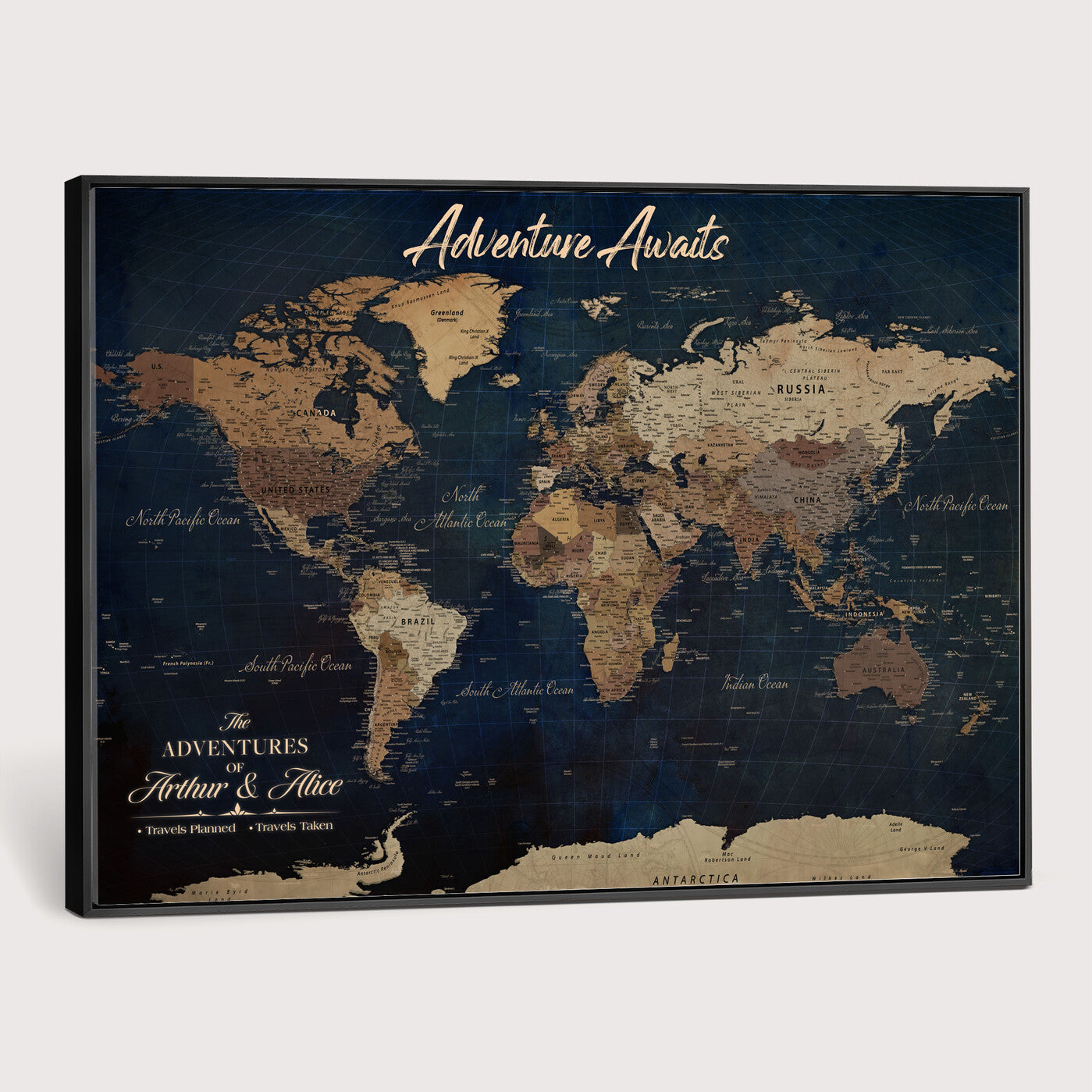 74477969-MGV-CV-36X24 - Custom Push Pin World Map Canvas | Personalized Travel Tracker | Wedding Anniversary Gift for Couples | Adventure Map Wall Art with Pins