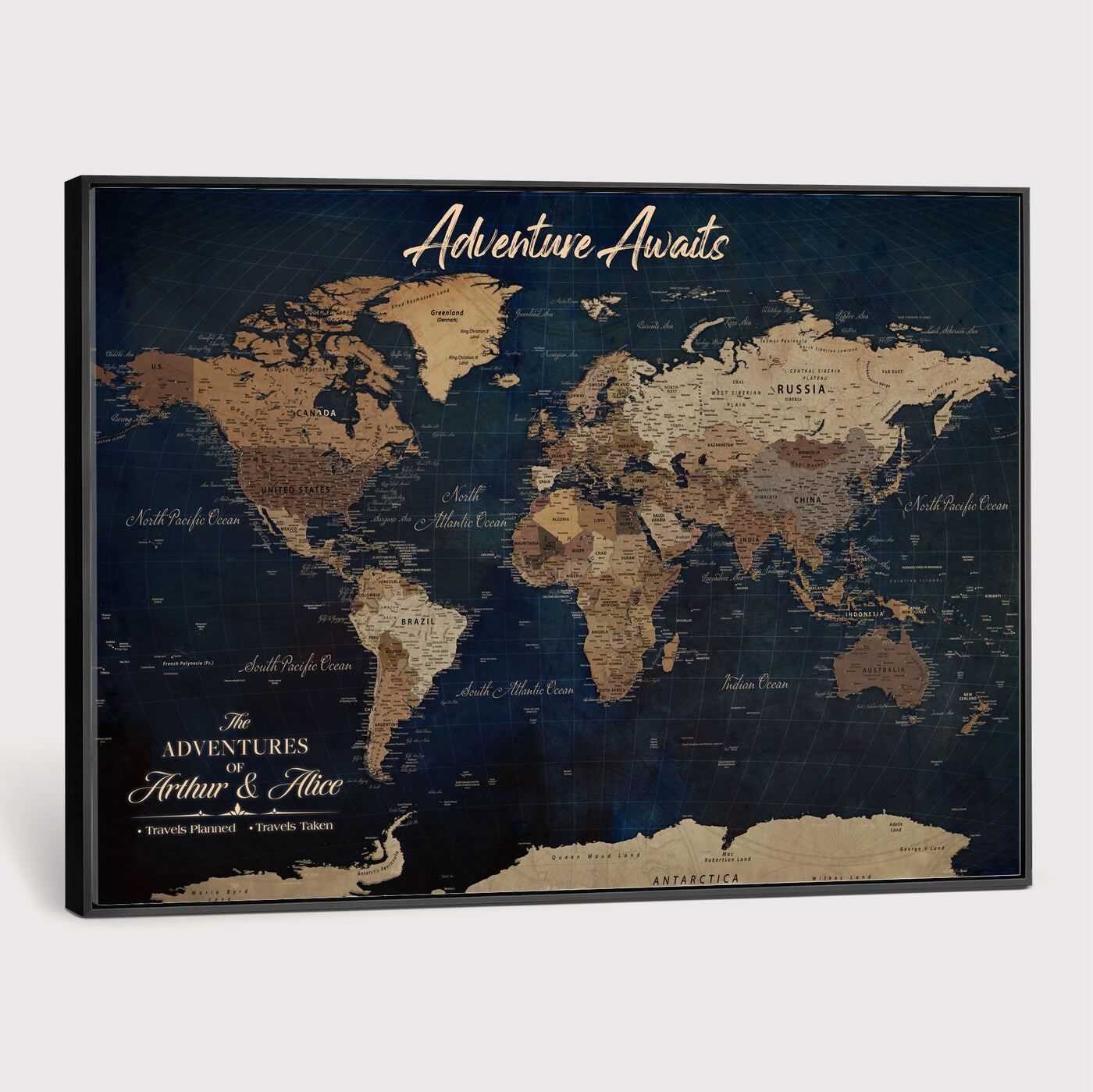 74477969-MGV-CV-36X24 - Custom Push Pin World Map Canvas | Personalized Travel Tracker | Wedding Anniversary Gift for Couples | Adventure Map Wall Art with Pins