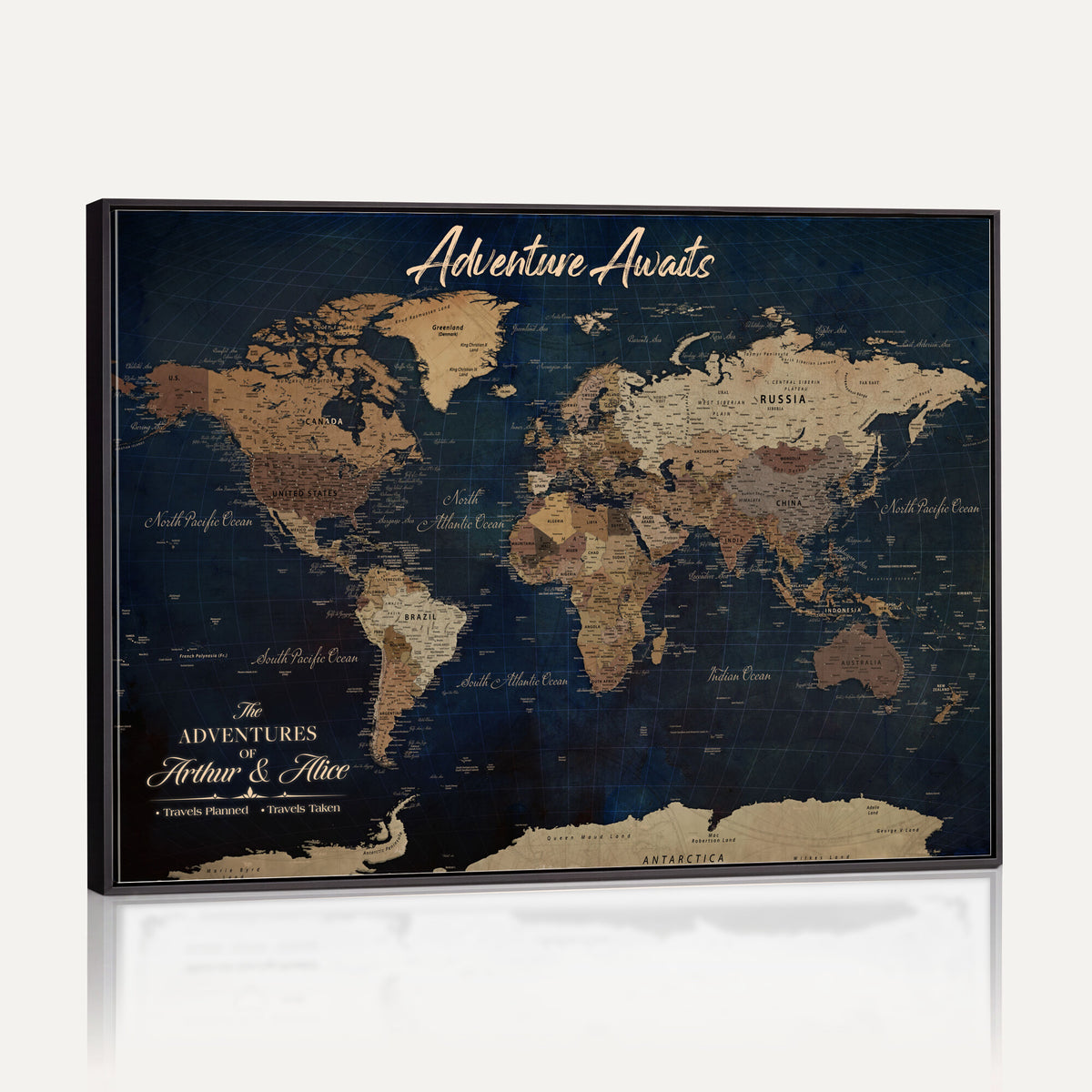 74477969-MGV-CV-36X24 - Custom Push Pin World Map Canvas | Personalized Travel Tracker | Wedding Anniversary Gift for Couples | Adventure Map Wall Art with Pins