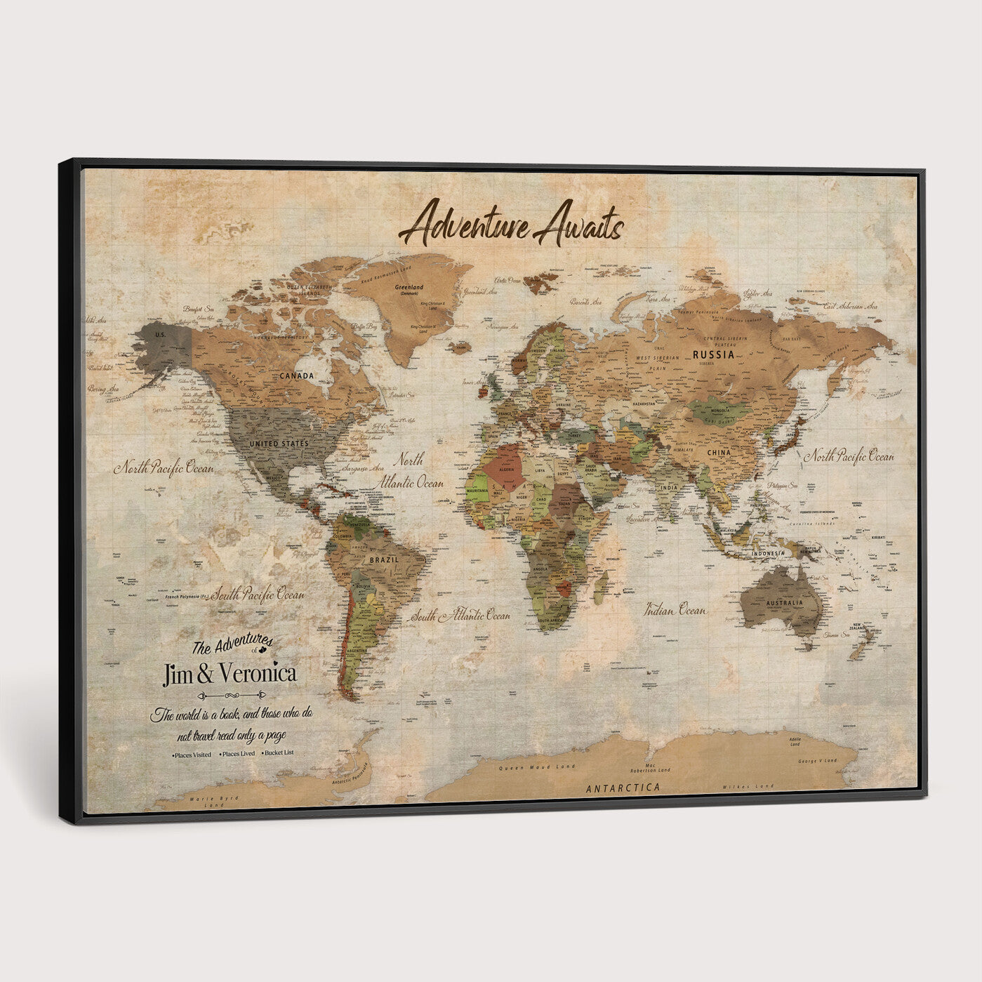 51298056-MGV-CV-36X24 - Custom Push Pin World Map Canvas | Personalized Travel Tracker | Wedding Anniversary Gift for Couples | Adventure Map Wall Art with Pins