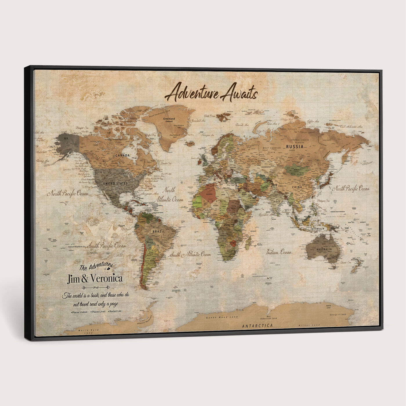 51298056-MGV-CV-36X24 - Custom Push Pin World Map Canvas | Personalized Travel Tracker | Wedding Anniversary Gift for Couples | Adventure Map Wall Art with Pins