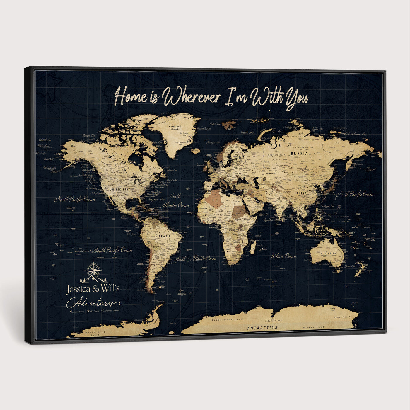19542599-MGV-CV-36X24 - Custom Push Pin World Map Canvas | Personalized Travel Tracker | Wedding Anniversary Gift for Couples | Adventure Map Wall Art with Pins