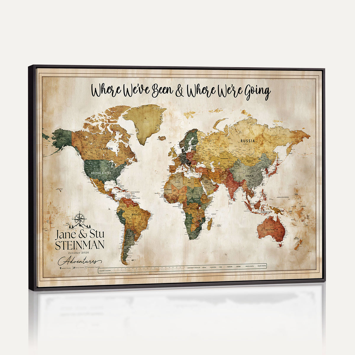 19542567-MGV-CV-36X24 - Custom Push Pin World Map Canvas | Personalized Travel Tracker - NEWMAP-167