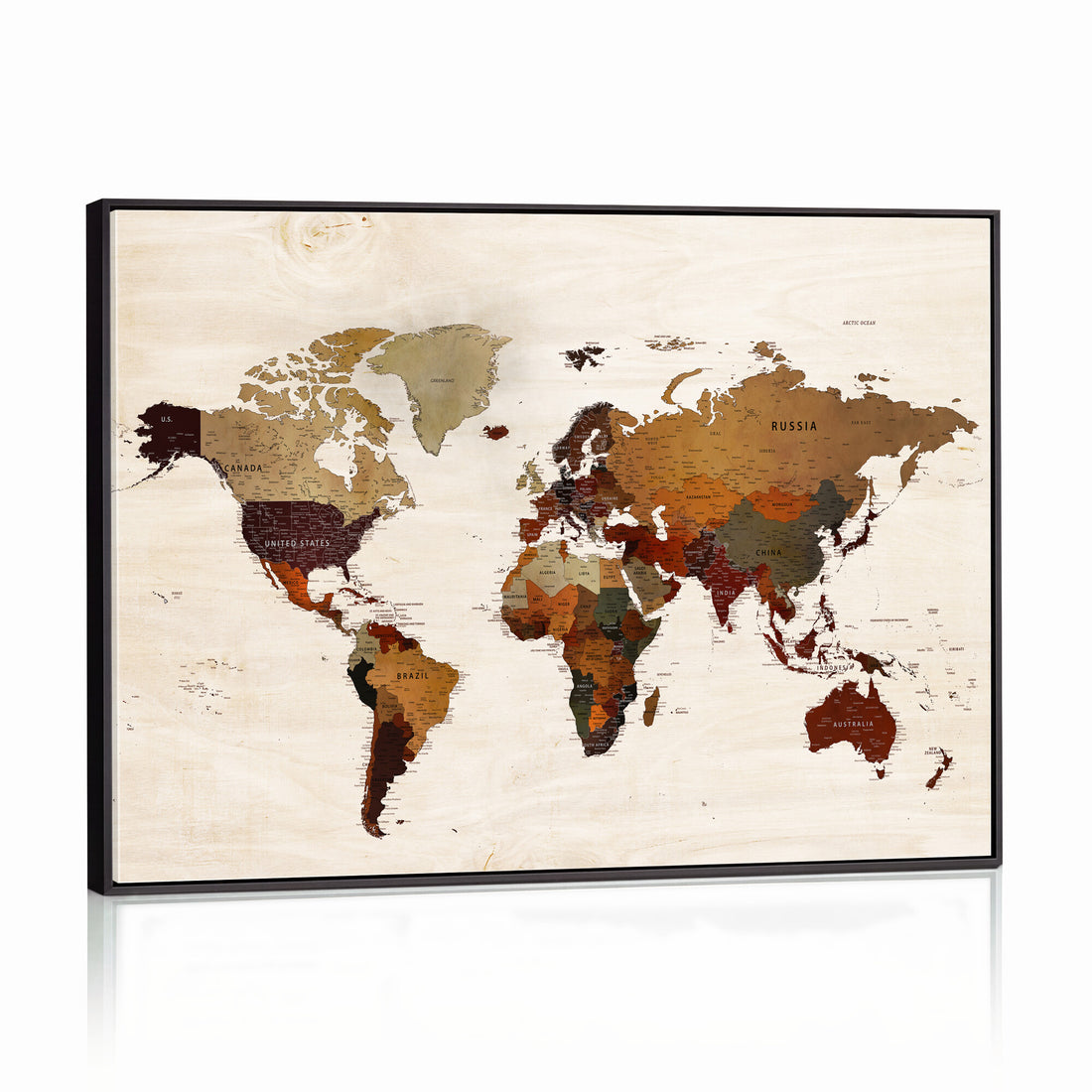 Custom Push Pin World Map Wall Art Canvas Print – Personalized Travel Tracker with Pins Framed Large for Home and Office Decor