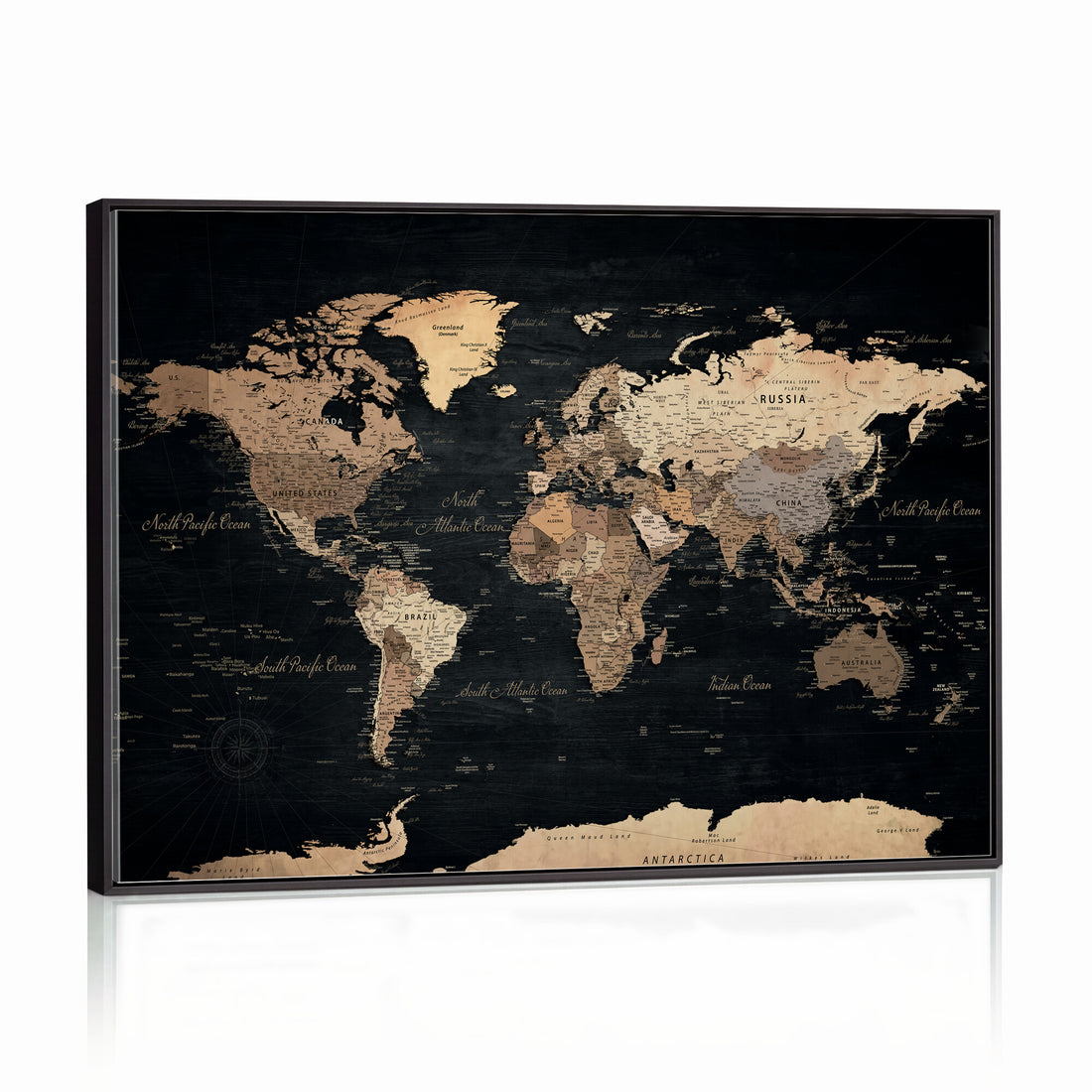 Custom Push Pin World Map Wall Art Canvas Print – Personalized Travel Tracker with Pins Framed Large for Home and Office Decor