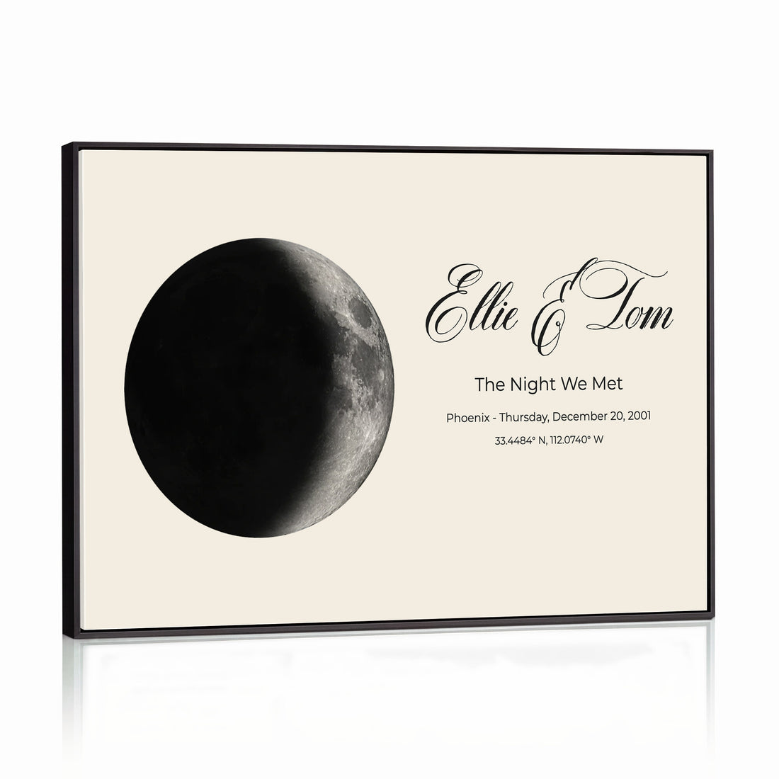 Moon Phase Canvas Print – Personalized Moon from the Night You Met Wall Art