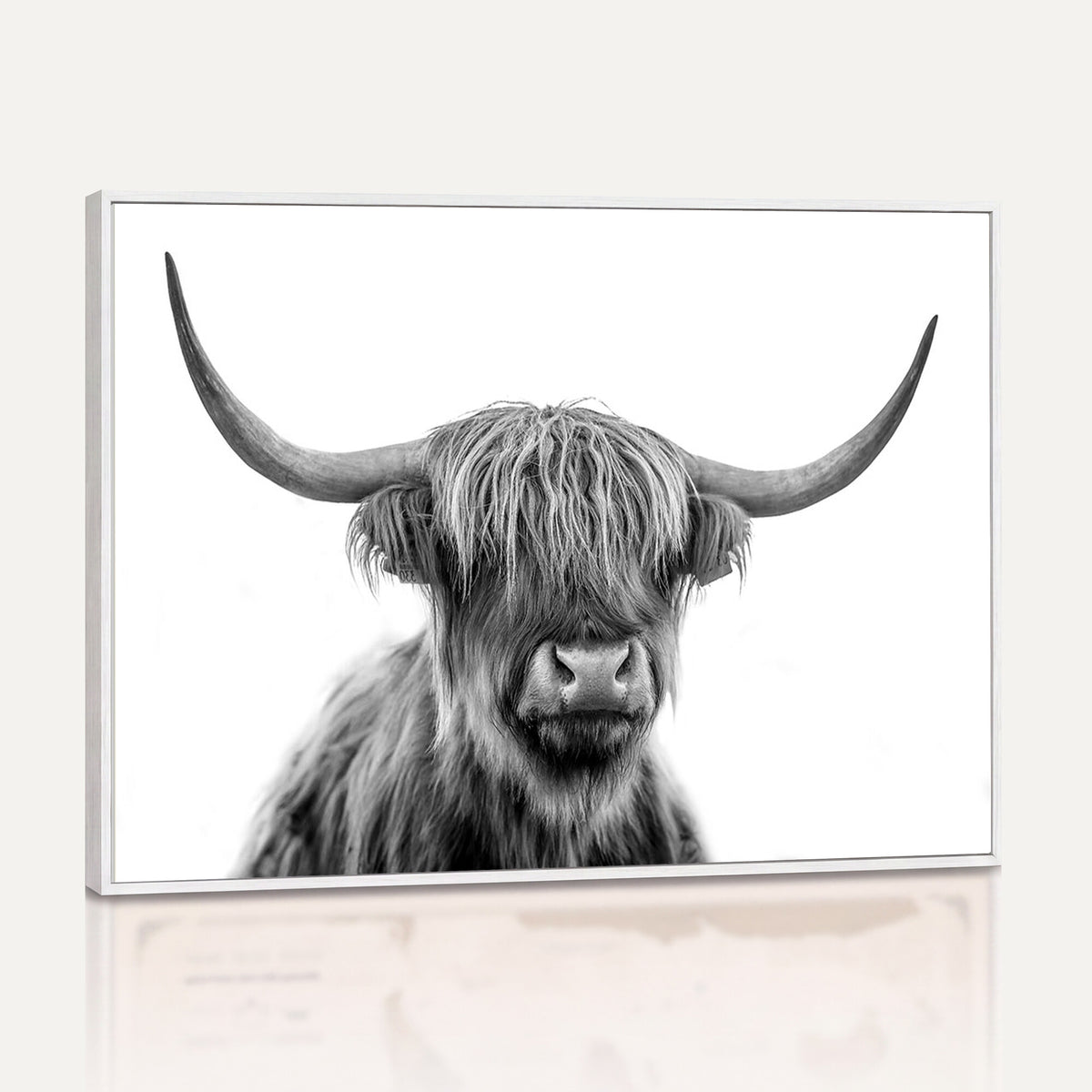 75503-_Poster-30x20 - Scottish Highland Cow Cattle Art Print Wall Art Canvas Print for Farmhouse Decor, Framed Scottish