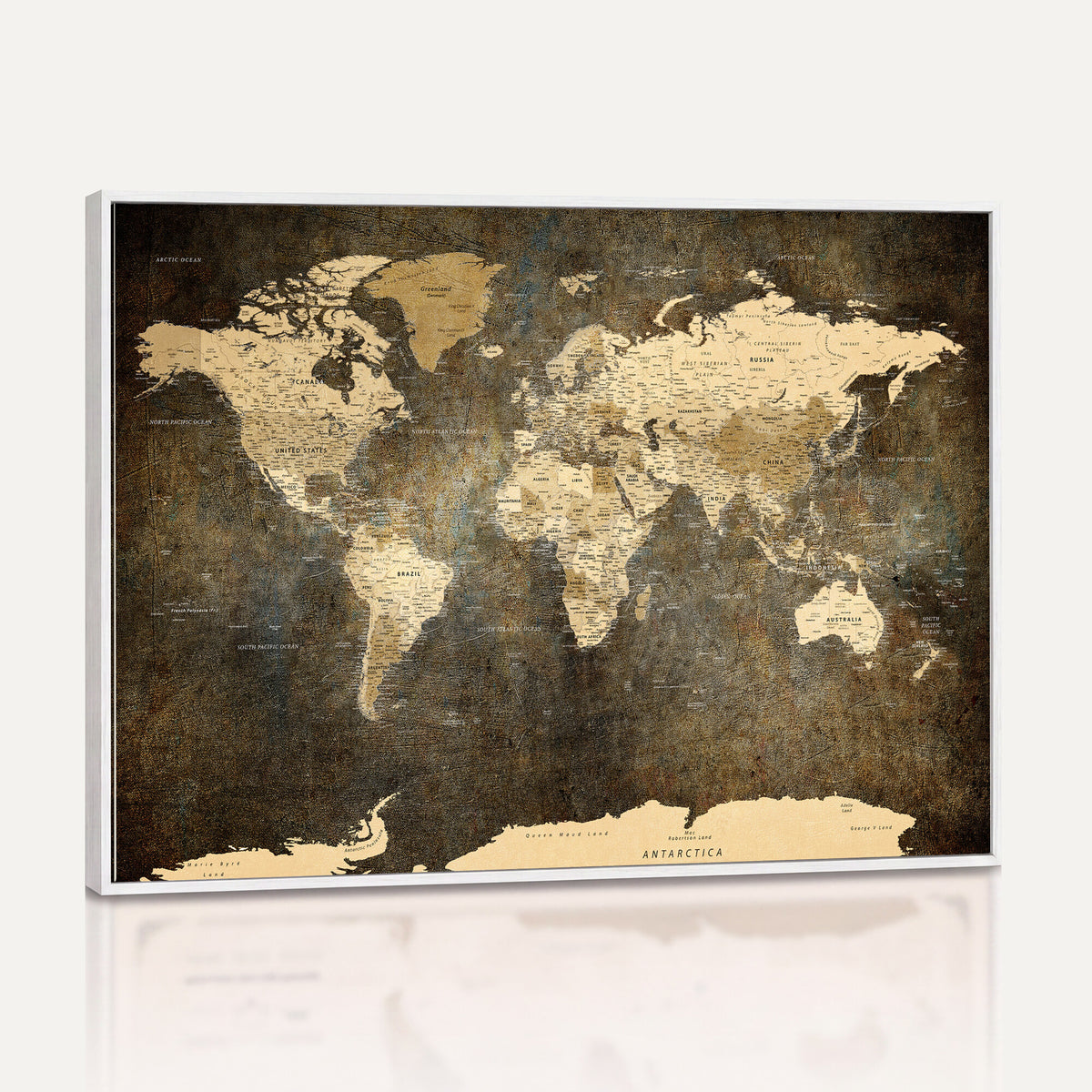89742472-MGV-CV-36X24 - Large Framed Vintage World Map Wall Art Print for Home Wall